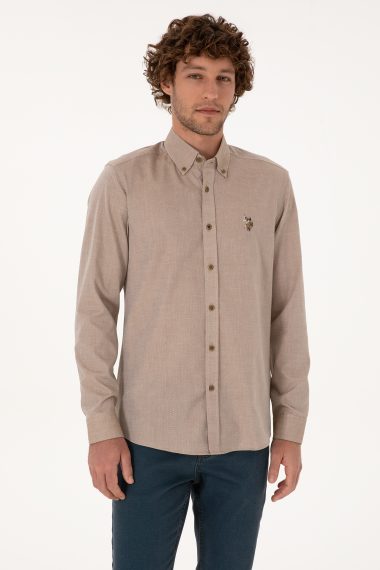 پیراهن  خاکی  اندامی  مردانه یو اس پولو | US POLO ASSN