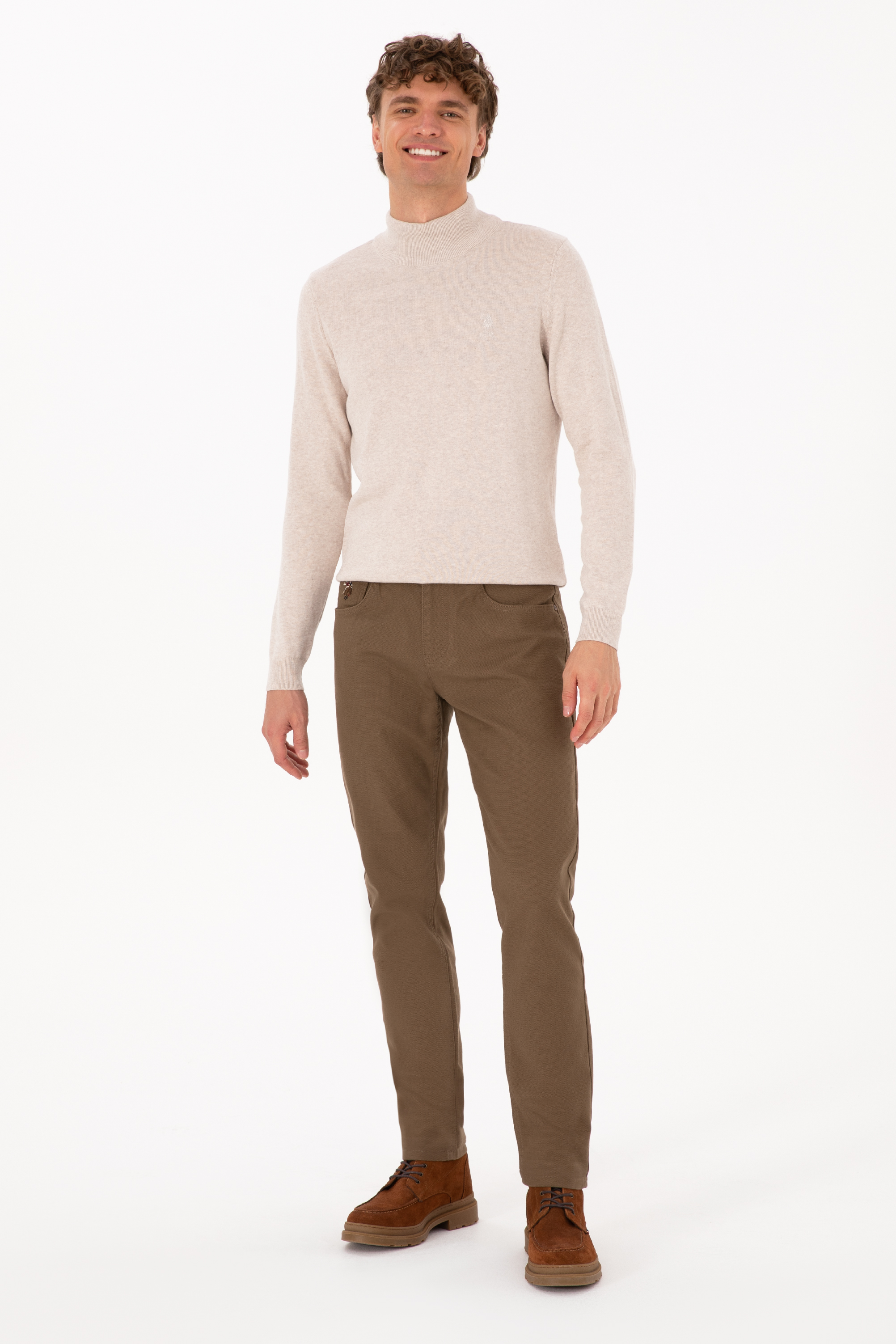 شلوار کانواس / چینو خاکی اندامی مردانه یو اس پولو | US POLO ASSN
