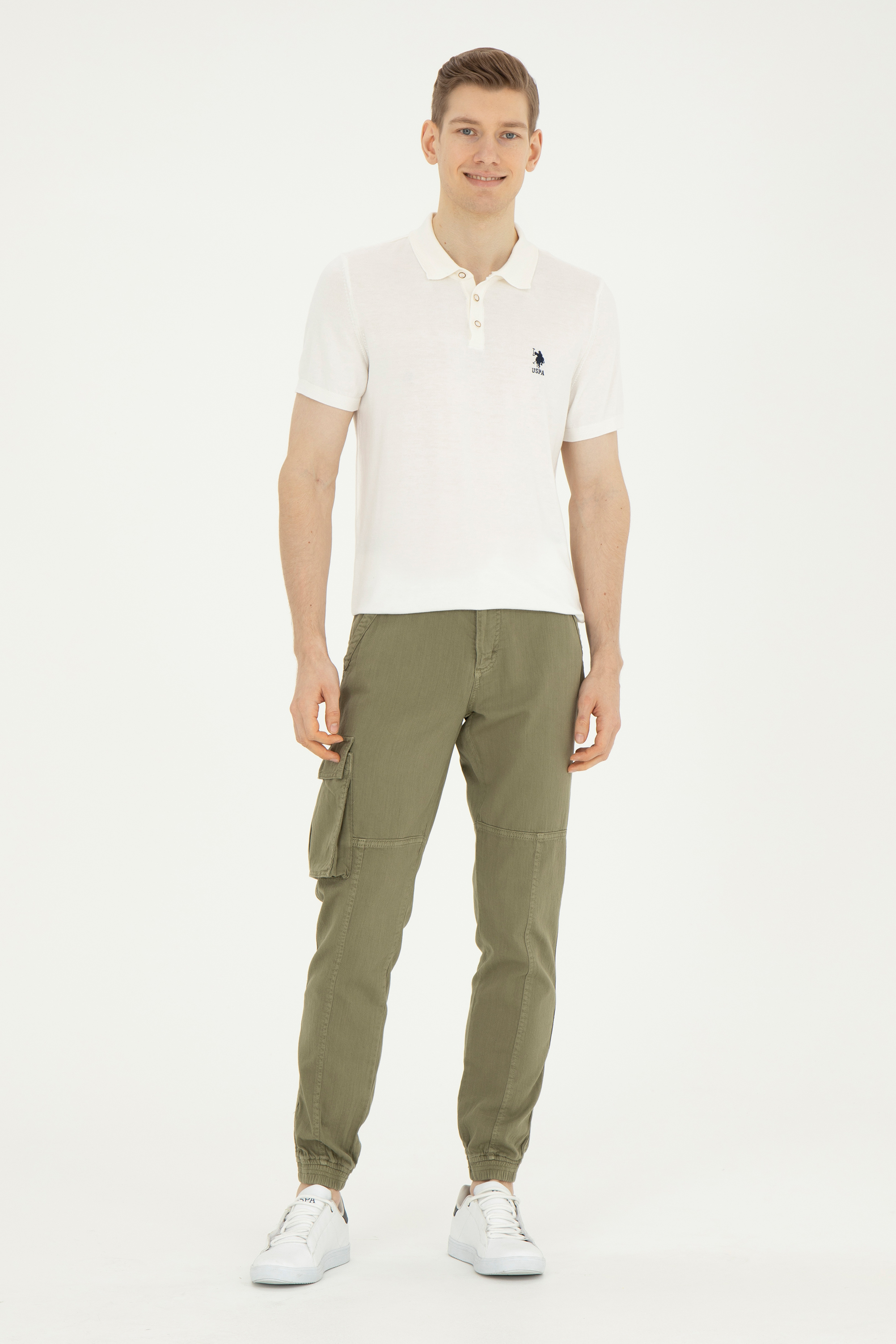 شلوار کانواس خاکی تیره جاگر مردانه یو اس پولو | US POLO ASSN