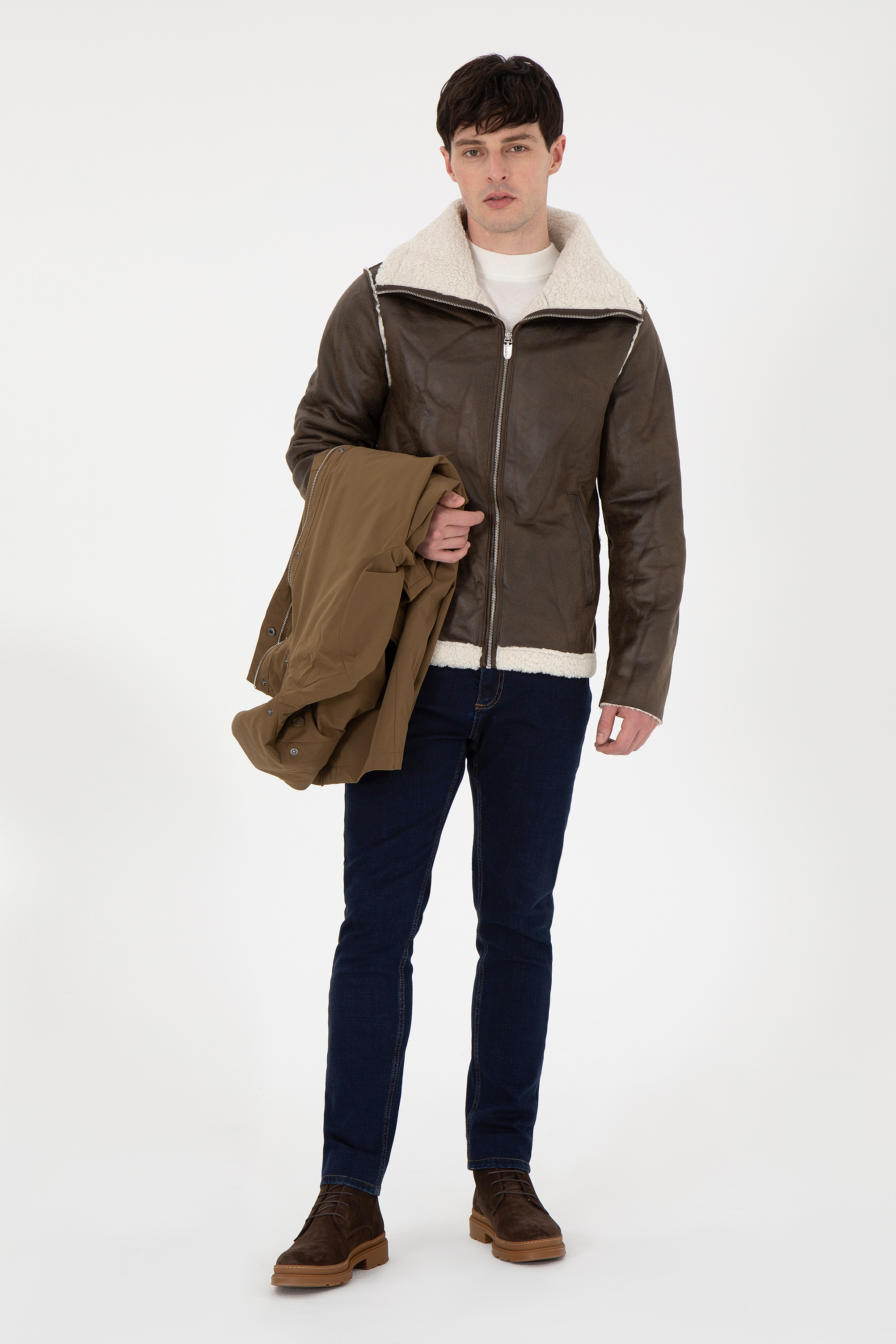 کاپشن خاکی رگولار مردانه یو اس پولو | US POLO ASSN