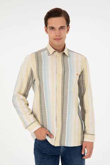 پیراهن  خاکی روشن  ریلکس  مردانه یو اس پولو | US POLO ASSN
