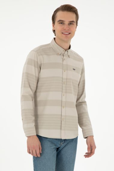پیراهن  خاکی روشن  رگولار  مردانه یو اس پولو | US POLO ASSN
