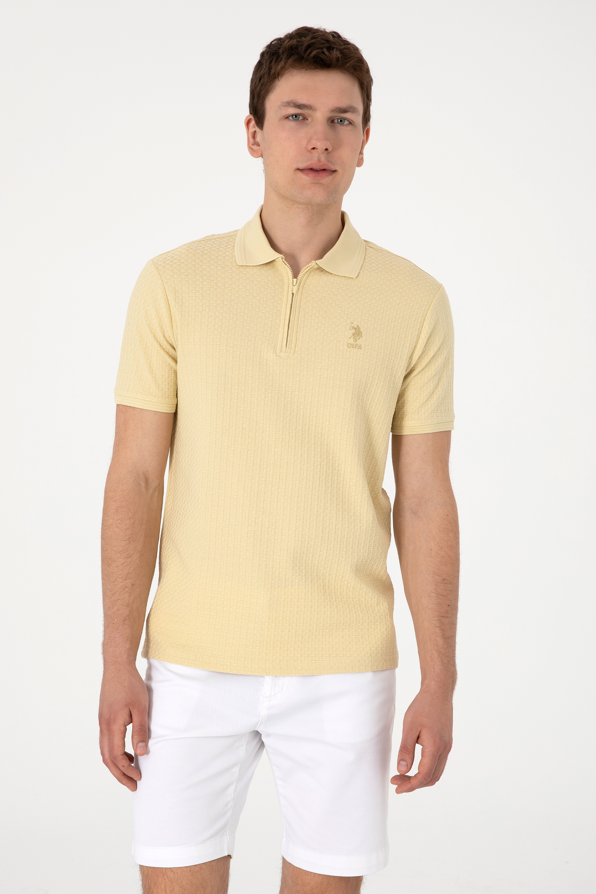 تی شرت خاکی روشن رگولار مردانه یو اس پولو | US POLO ASSN