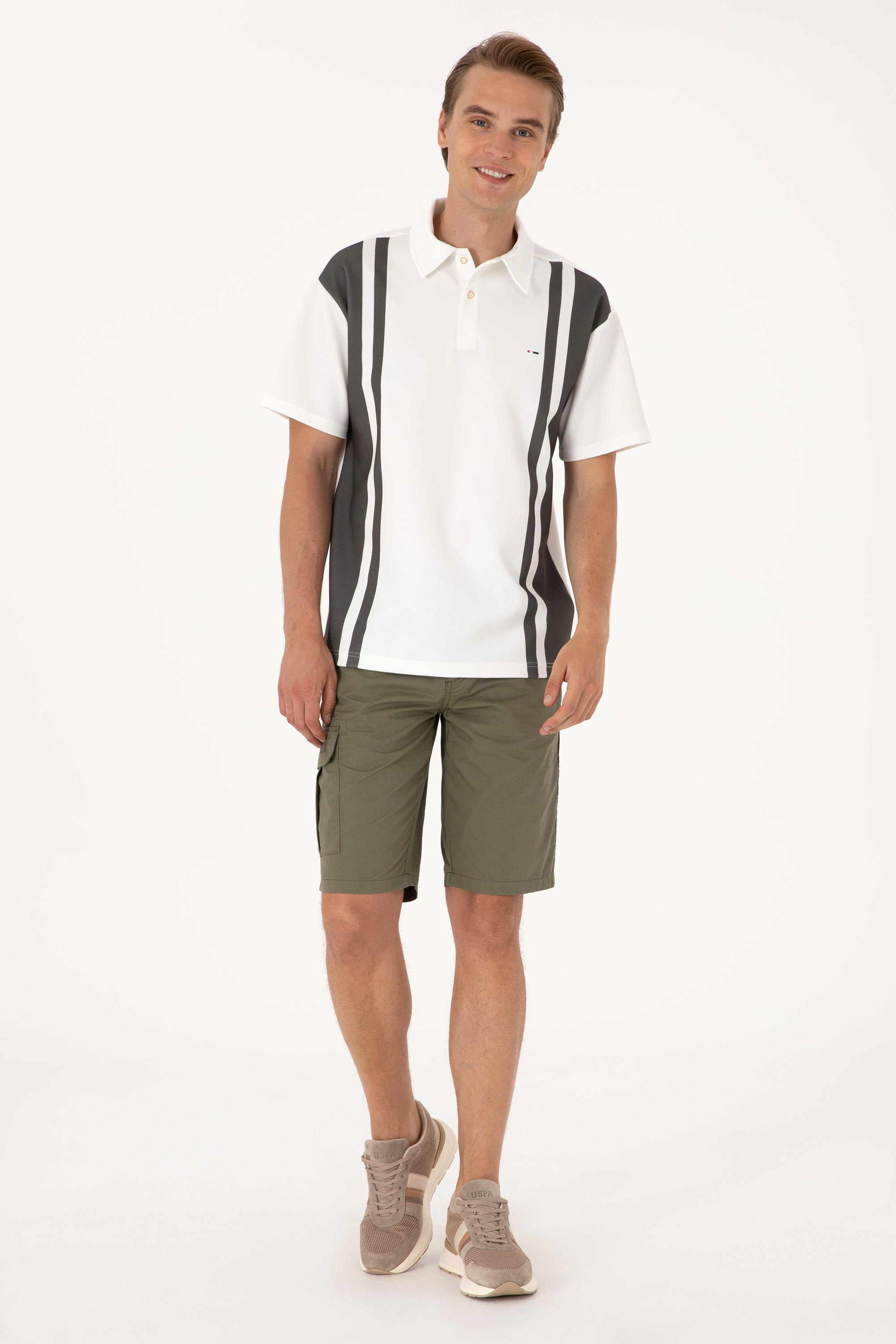 شلوارک خاکی تیره ریلکس مردانه یو اس پولو | US POLO ASSN
