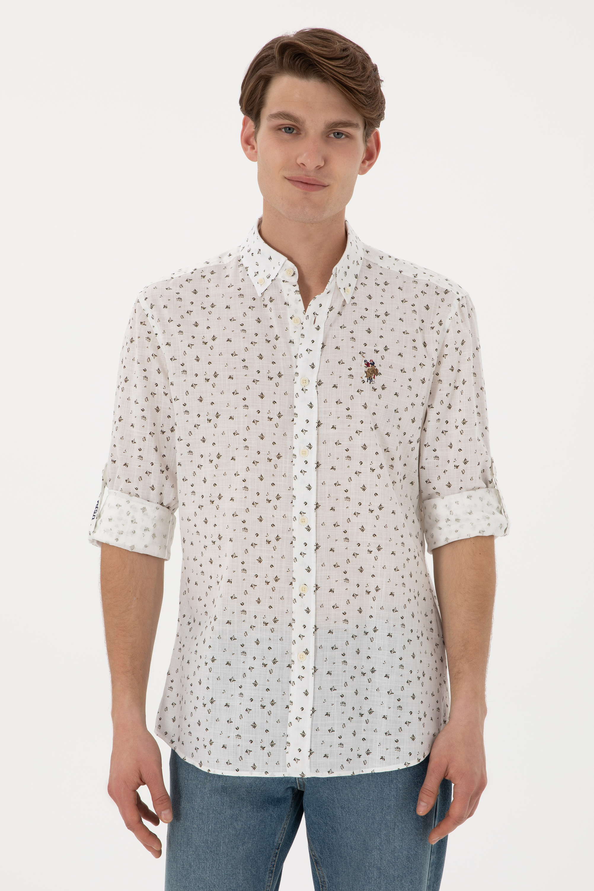 پیراهن خاکی تیره رگولار مردانه یو اس پولو | US POLO ASSN