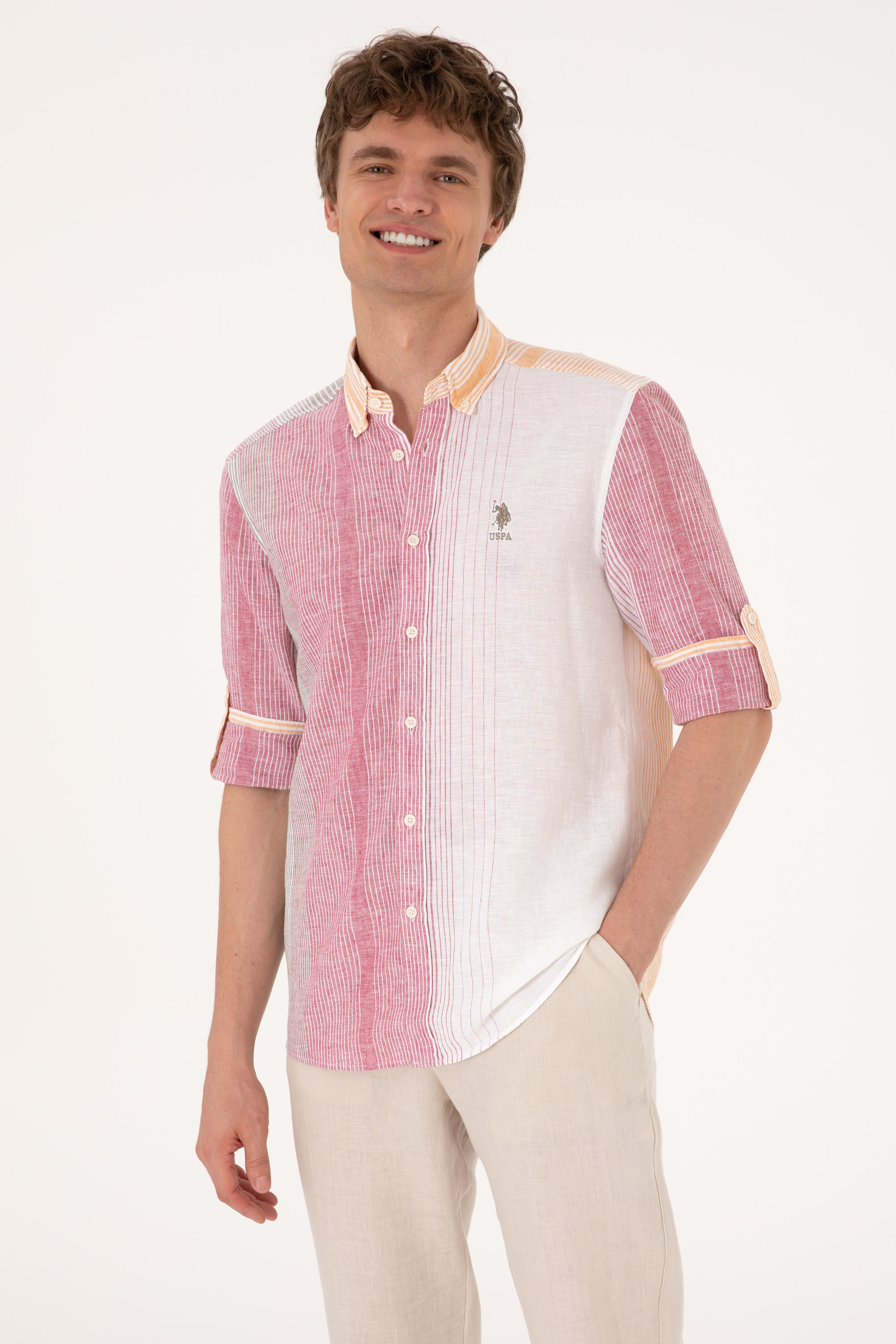 پیراهن خاکی تیره رگولار مردانه یو اس پولو | US POLO ASSN