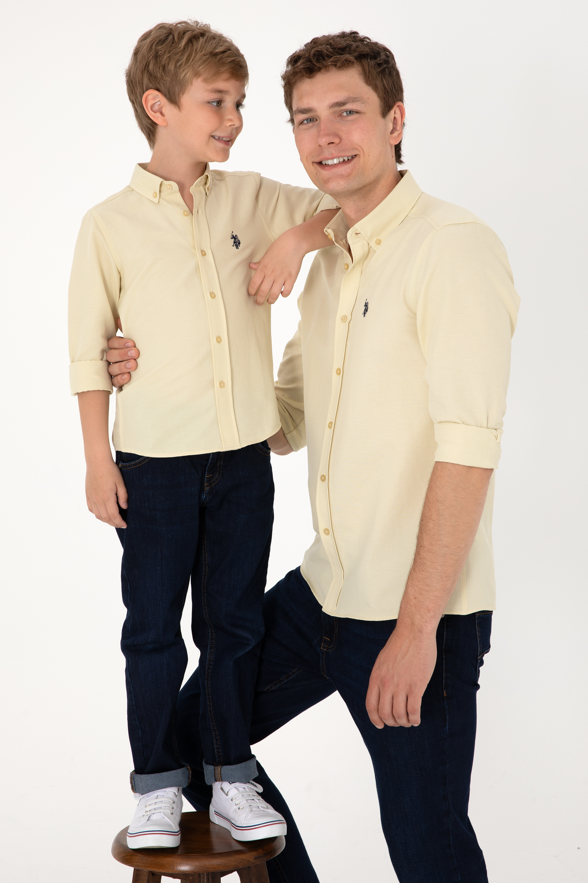 پیراهن خاکی روشن اندامی مردانه یو اس پولو | US POLO ASSN