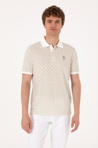 تی شرت یقه پولو خاکی روشن  رگولار  مردانه یو اس پولو | US POLO ASSN