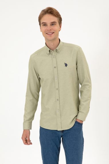 پیراهن  خاکی روشن  اندامی  مردانه یو اس پولو | US POLO ASSN