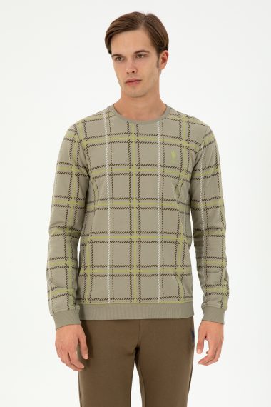 سویشرت یقه گرد خاکی روشن  رگولار  مردانه یو اس پولو | US POLO ASSN