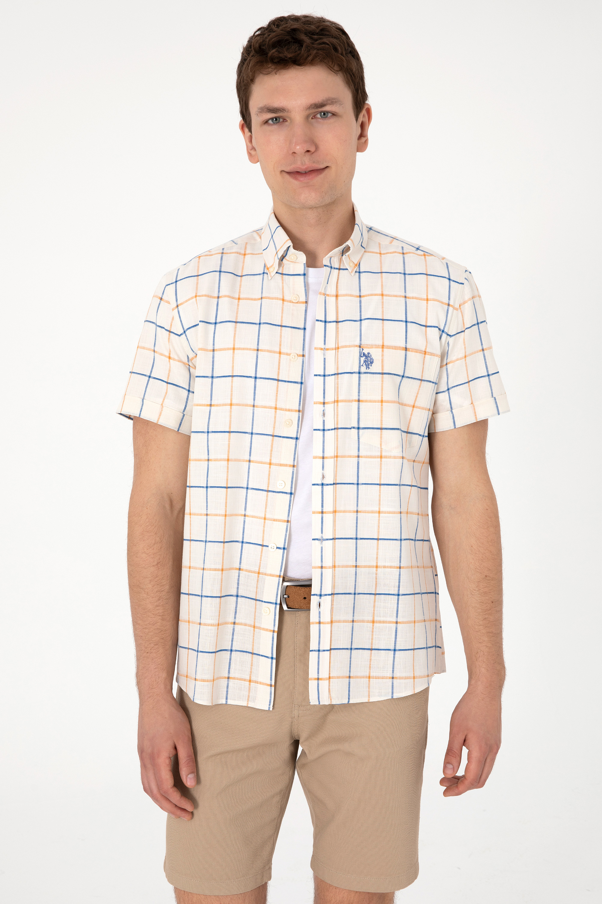 پیراهن خردلی رگولار مردانه یو اس پولو | US POLO ASSN