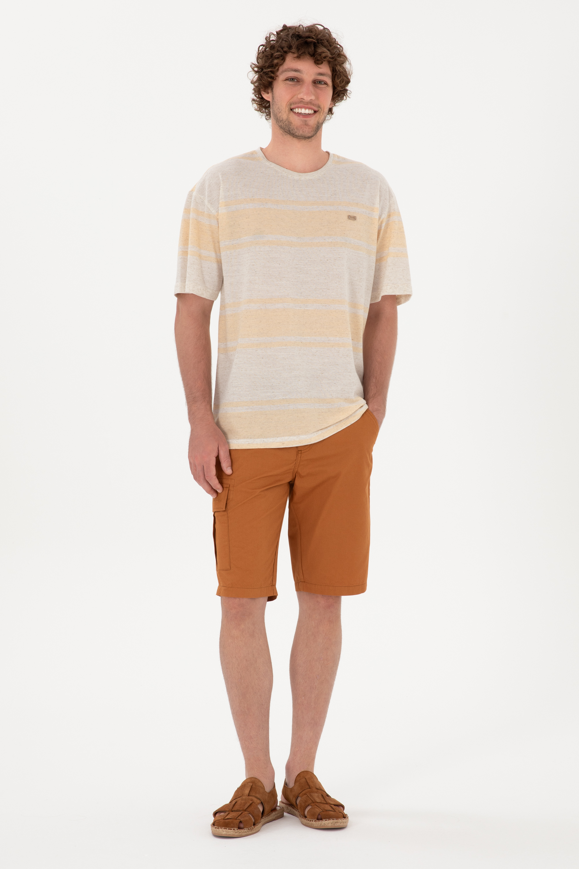 شلوارک خردلی ریلکس مردانه یو اس پولو | US POLO ASSN
