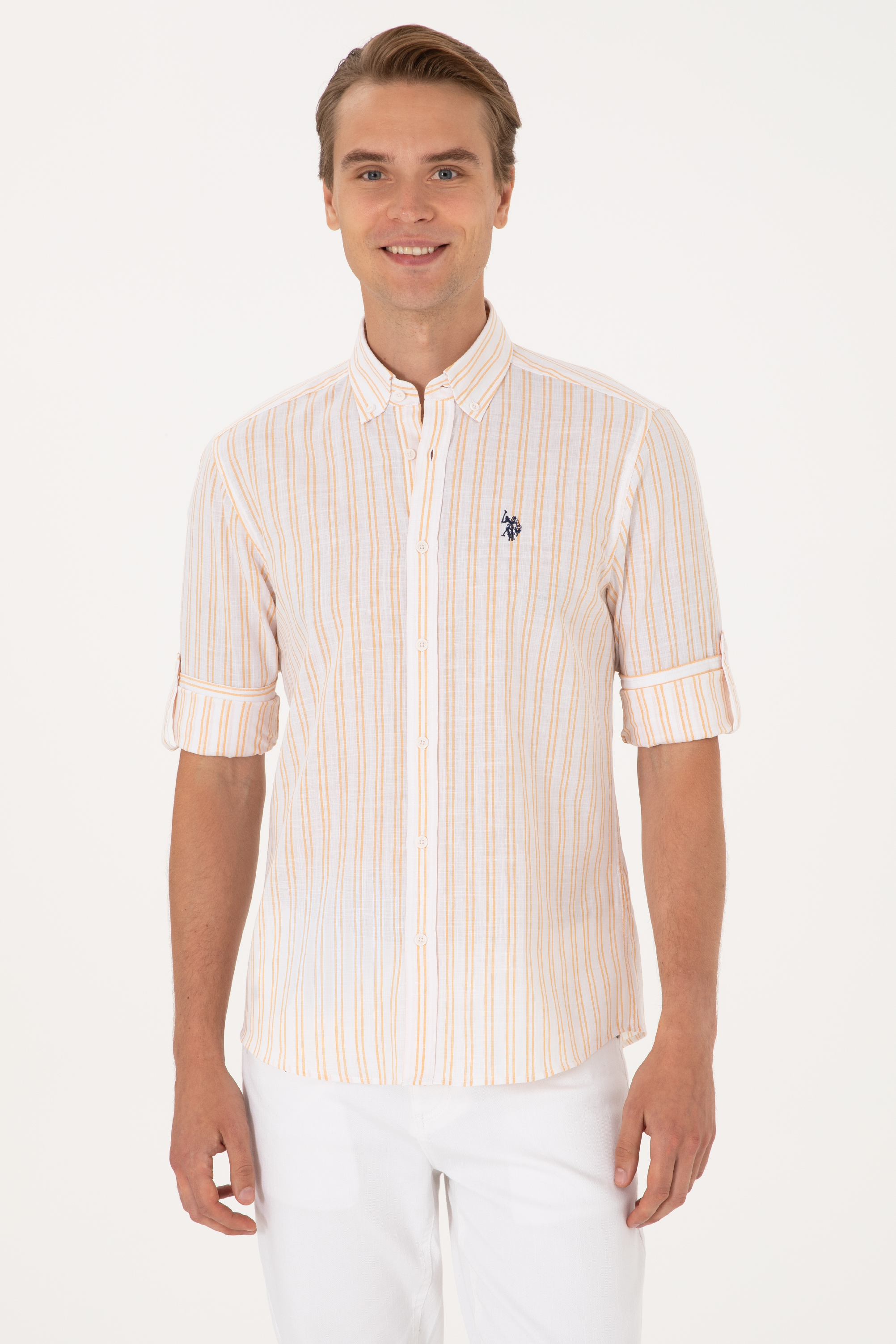 پیراهن زرد رگولار مردانه یو اس پولو | US POLO ASSN