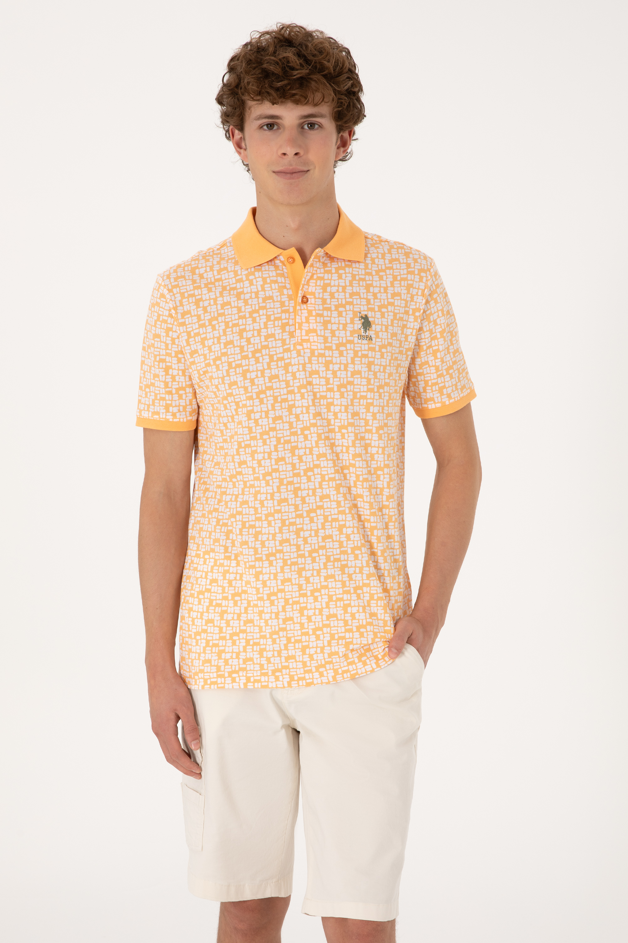 تی شرت یقه پولو زرد رگولار مردانه یو اس پولو | US POLO ASSN