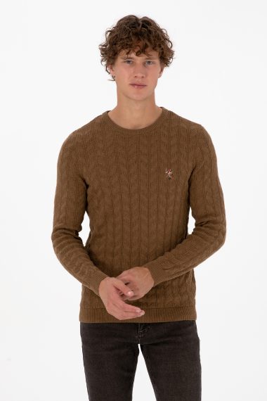 بافت  خاکی ملانژ  اندامی  مردانه یو اس پولو | US POLO ASSN