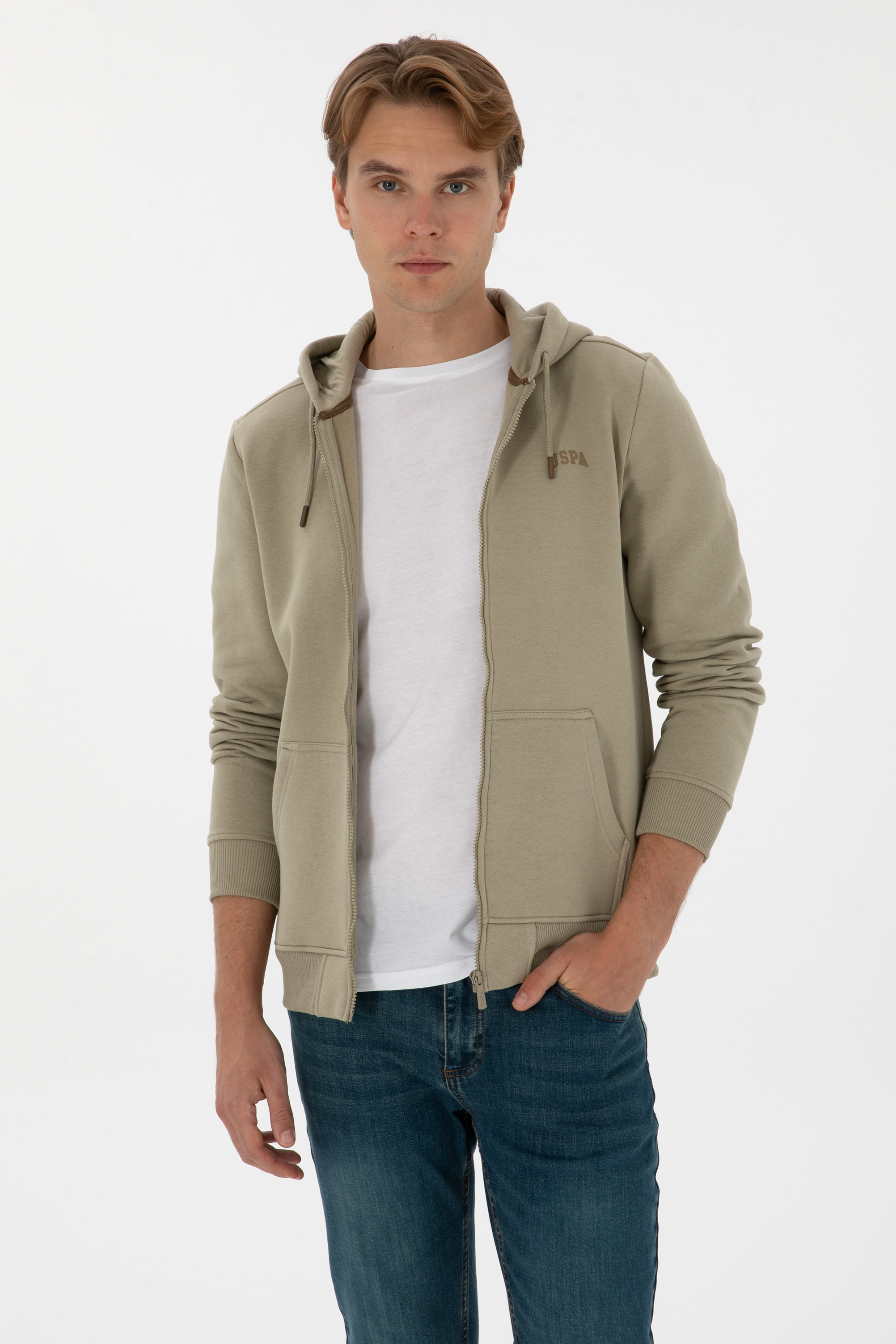 ژاکت خاکی روشن رگولار مردانه یو اس پولو | US POLO ASSN