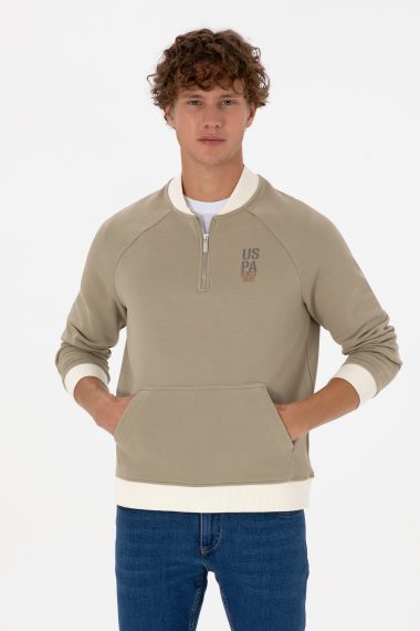 سویشرت بیسیک  خاکی روشن  ریلکس  مردانه یو اس پولو | US POLO ASSN