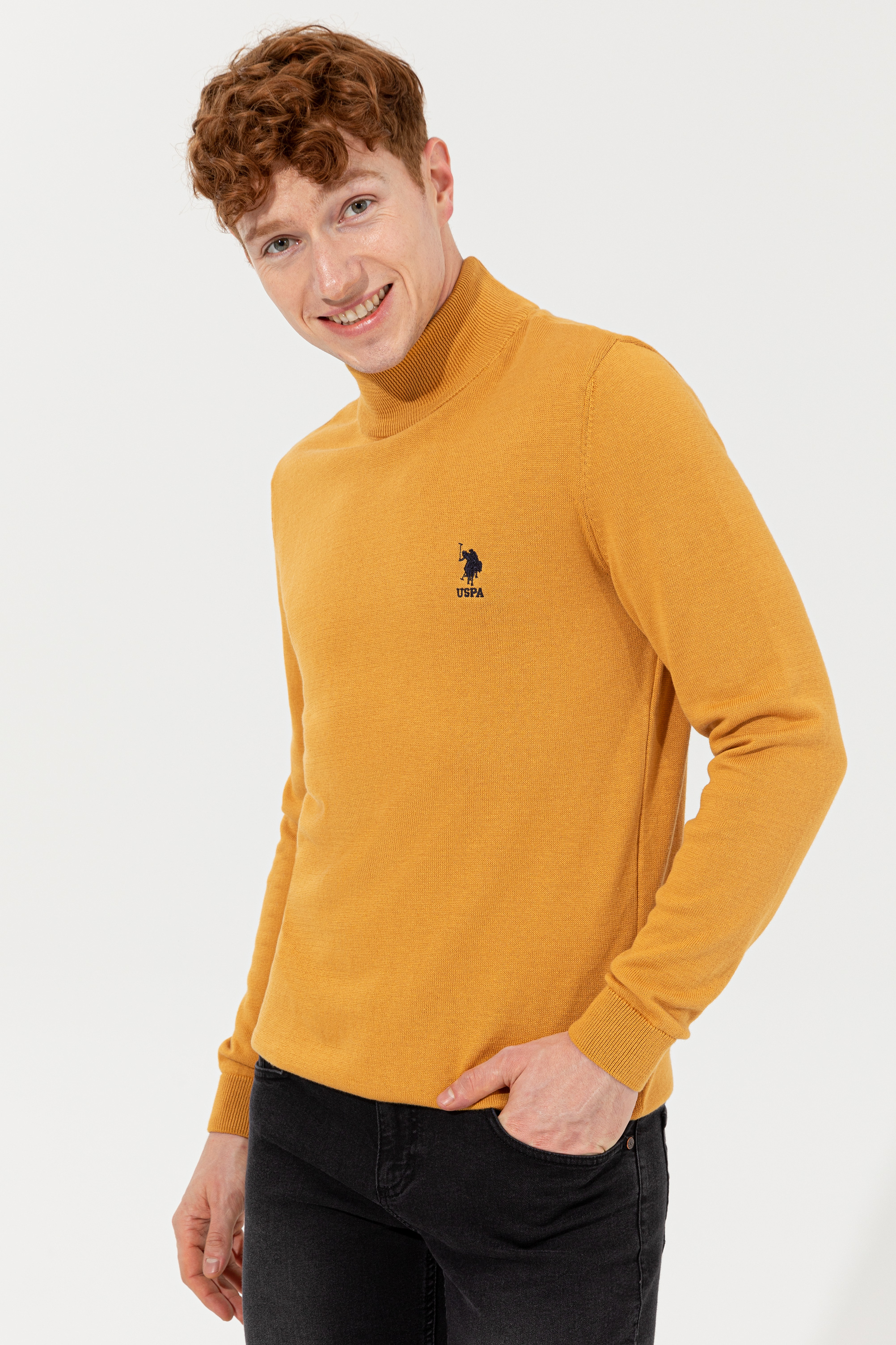 بافت بیسیک زعفرانی اندامی مردانه یو اس پولو | US POLO ASSN