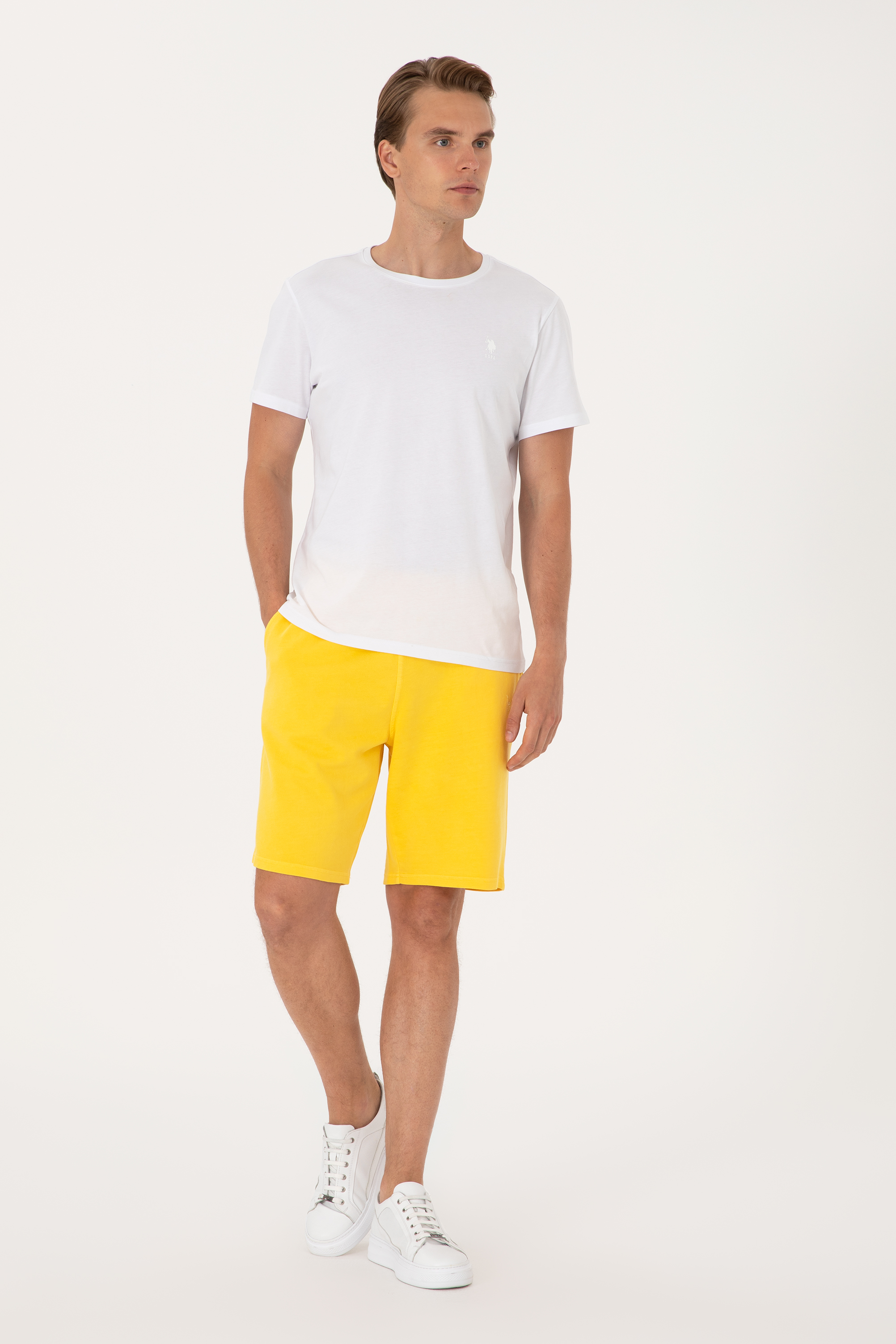 شلوارک زرد تیره ریلکس مردانه یو اس پولو | US POLO ASSN