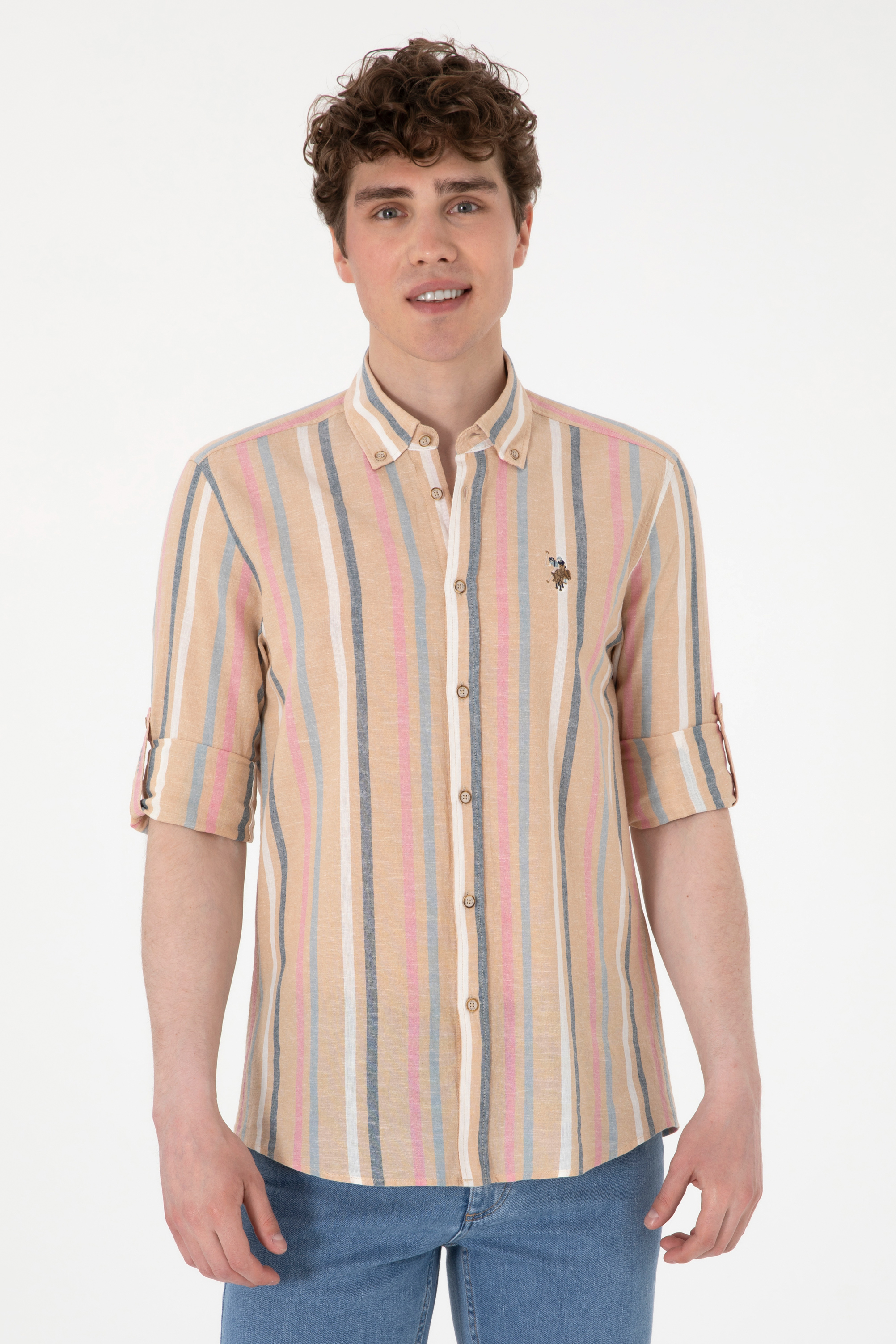 پیراهن زرد رگولار مردانه یو اس پولو | US POLO ASSN