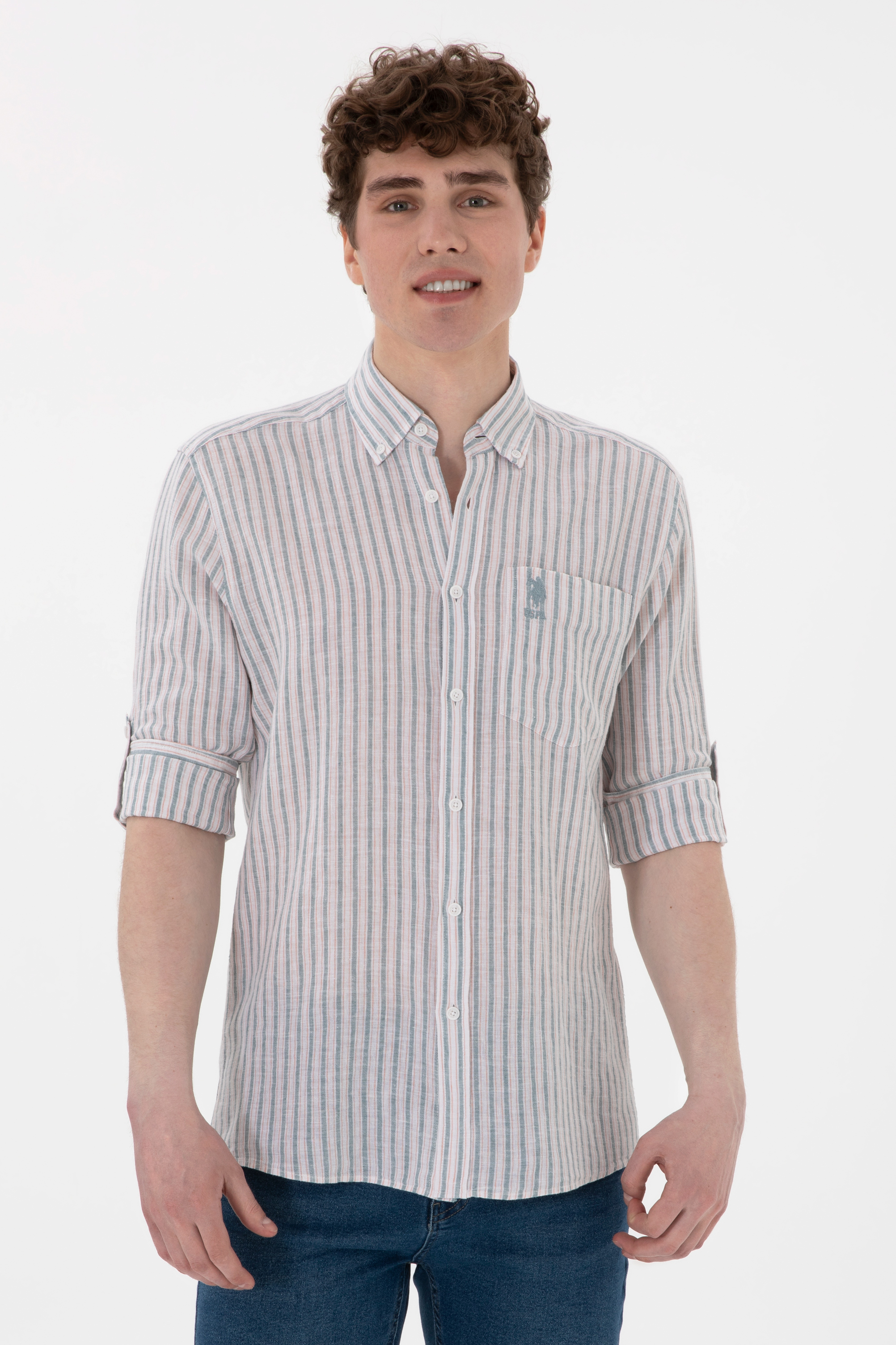 پیراهن زرد رگولار مردانه یو اس پولو | US POLO ASSN