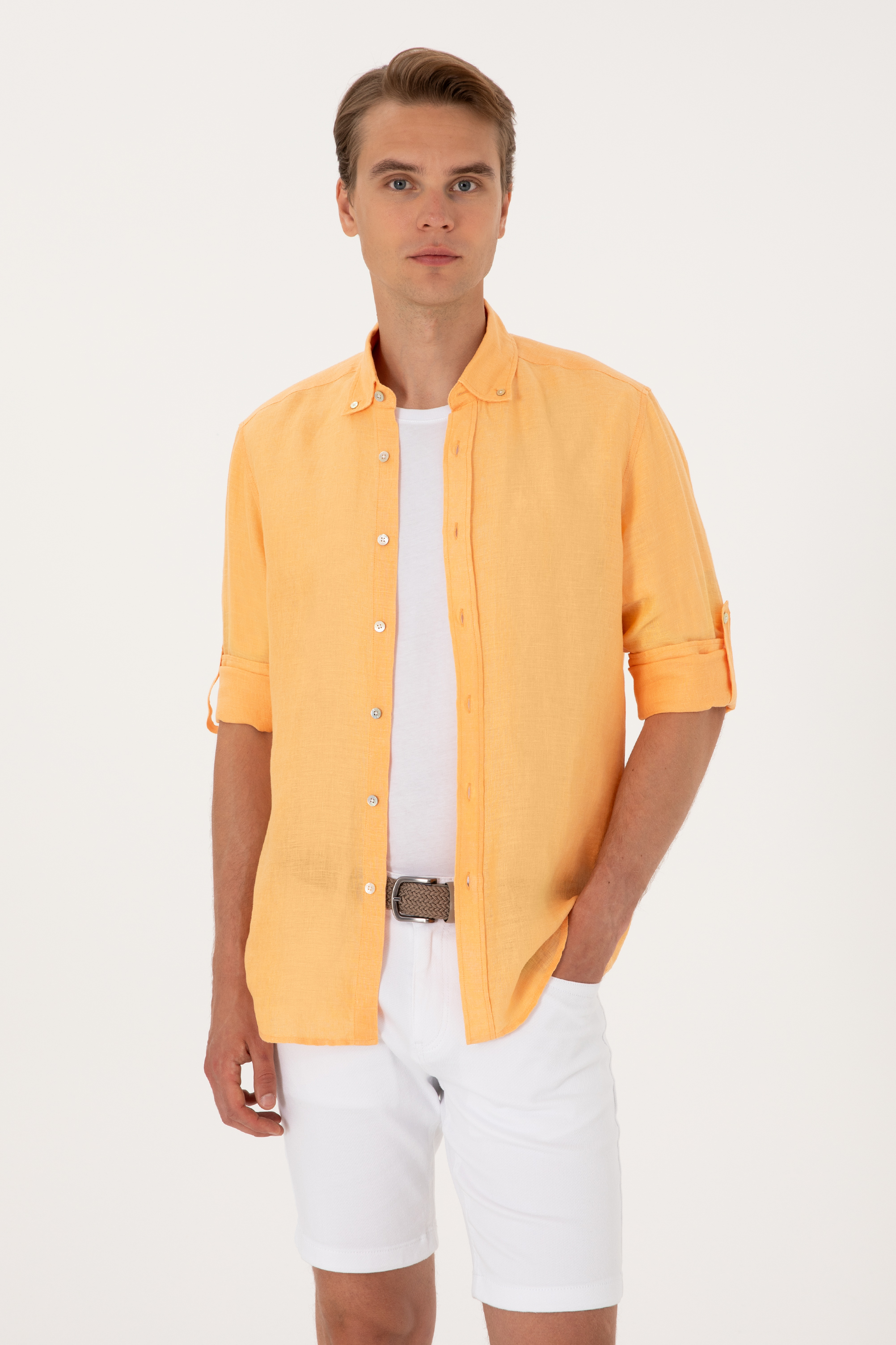 پیراهن زرد رگولار مردانه یو اس پولو | US POLO ASSN