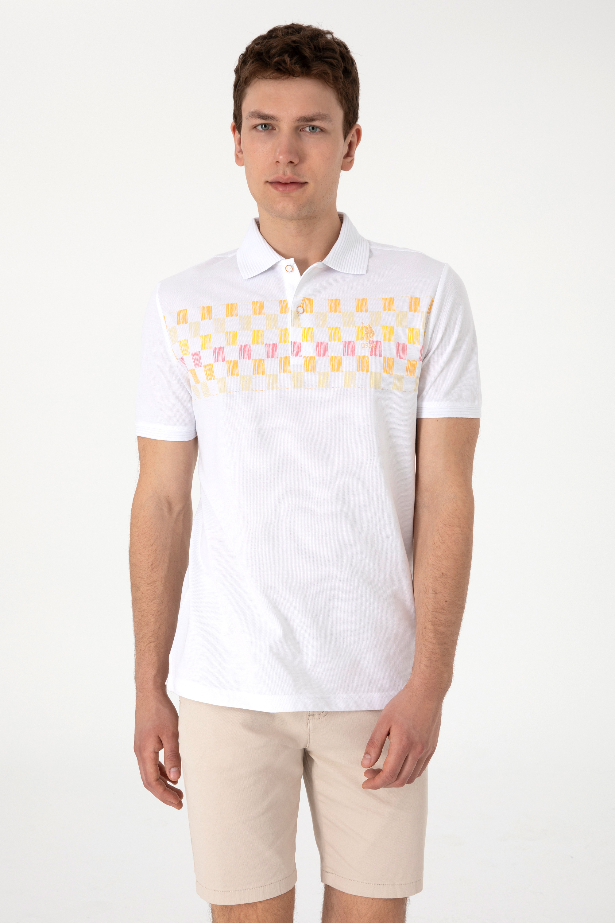 تی شرت زرد رگولار مردانه یو اس پولو | US POLO ASSN