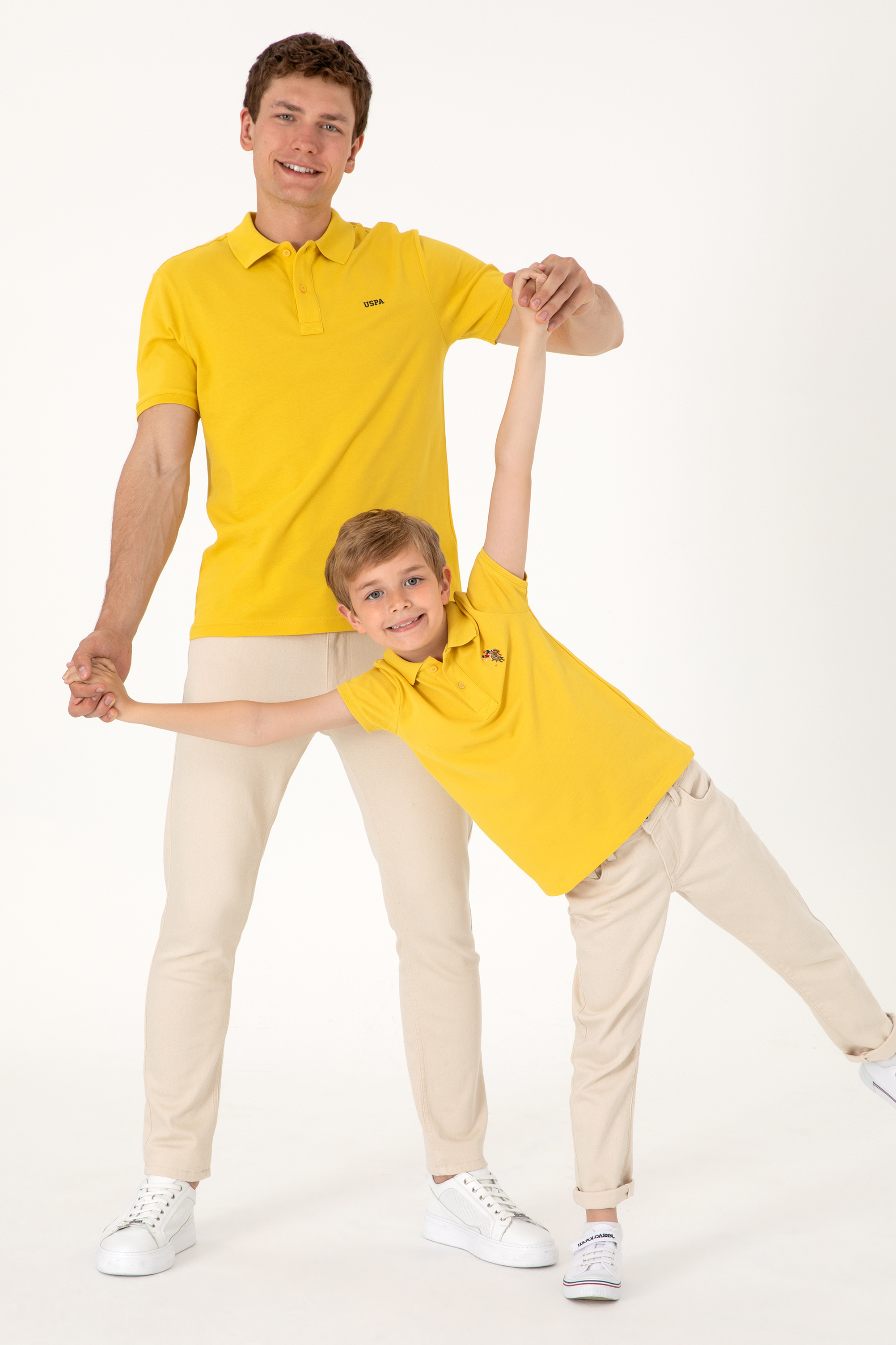 تی شرت بیسیک یقه پولو زرد تیره رگولار مردانه یو اس پولو | US POLO ASSN