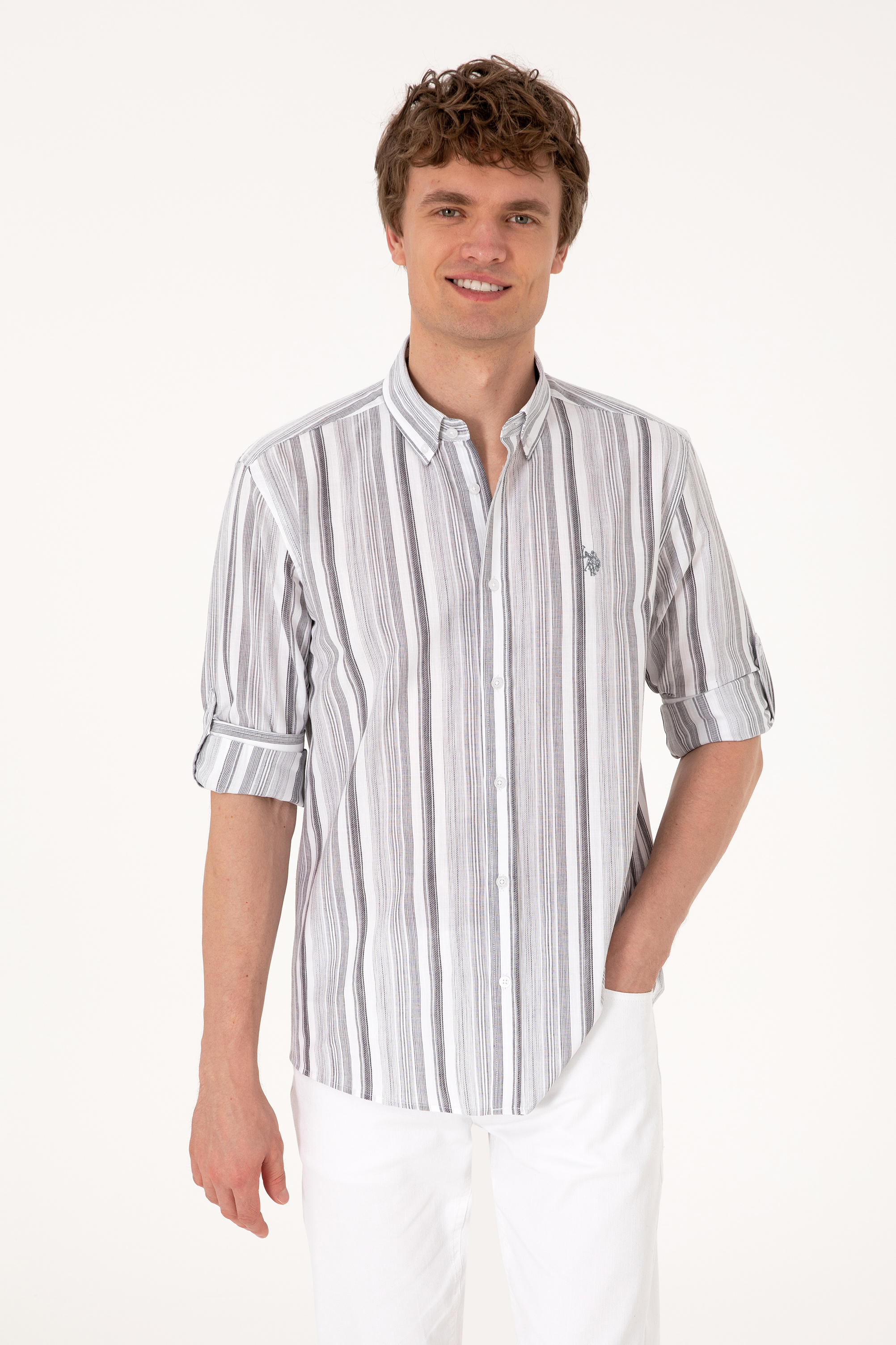 پیراهن زغالی رگولار مردانه یو اس پولو | US POLO ASSN