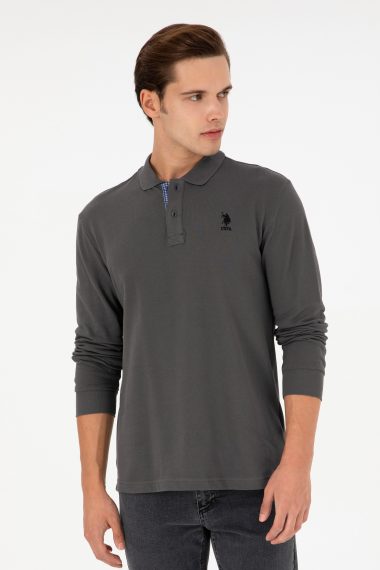 سویشرت بیسیک یقه پولو زغالی  رگولار  مردانه یو اس پولو | US POLO ASSN