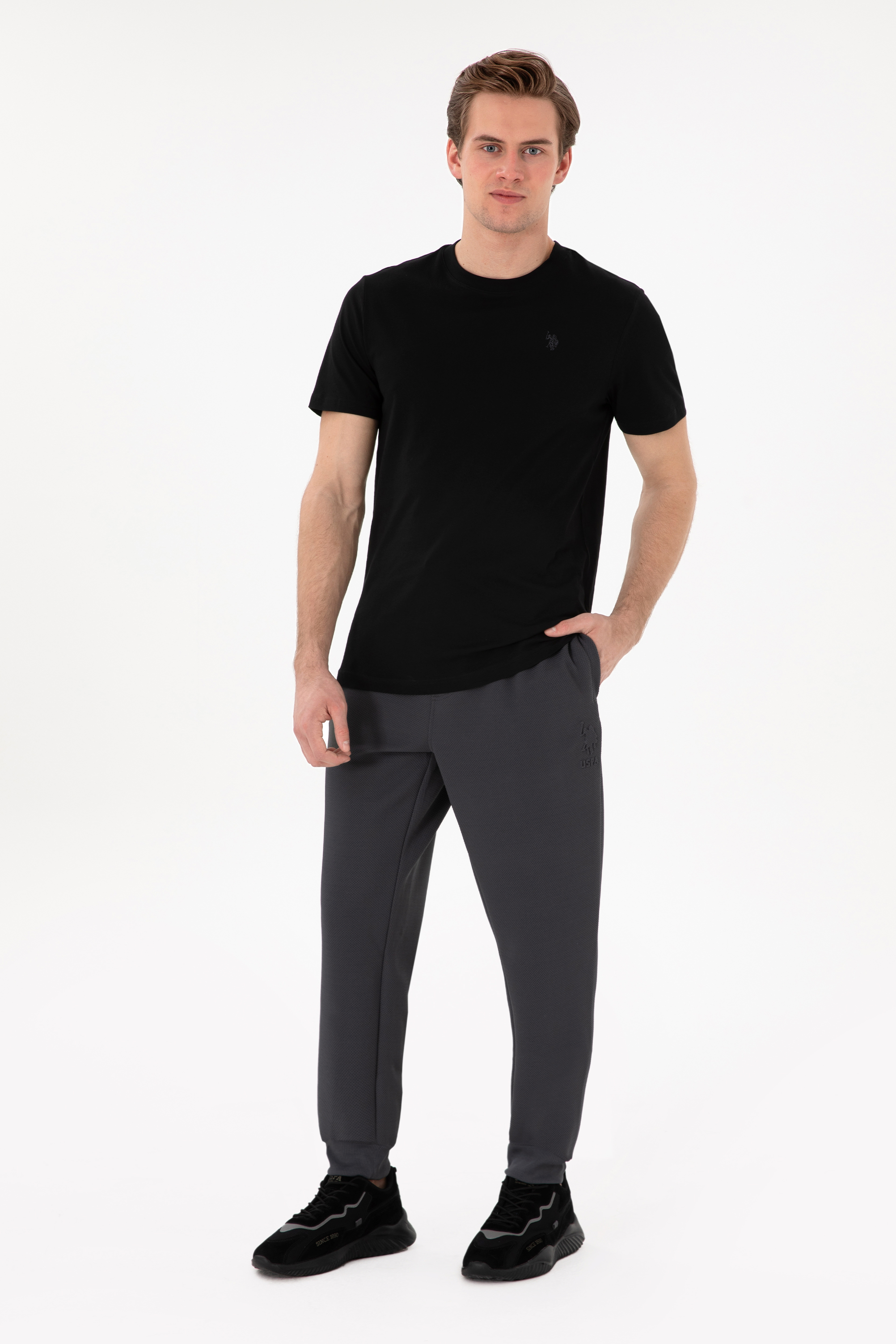 شلوار ورزشی زغالی رگولار مردانه یو اس پولو | US POLO ASSN