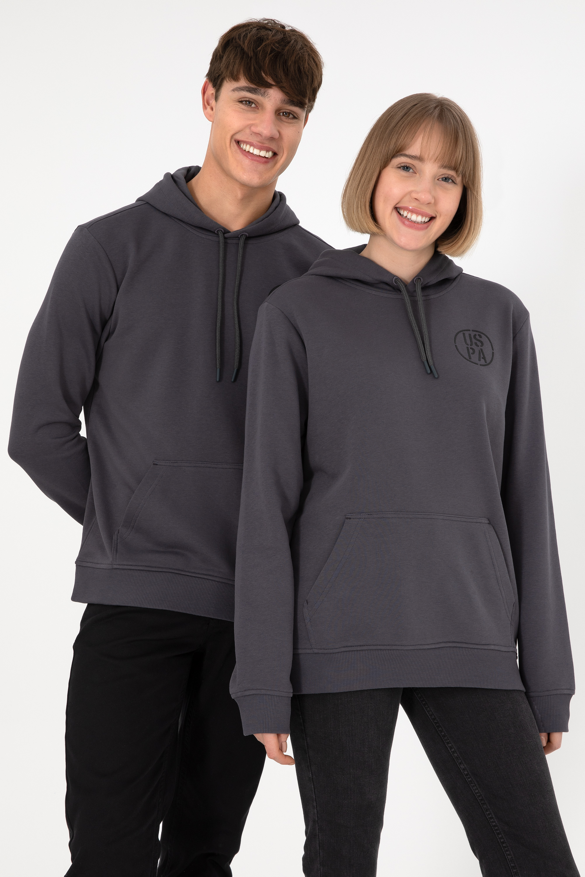 سویشرت هودی زغالی رگولار آستین بلند مردانه یو اس پولو | US POLO ASSN