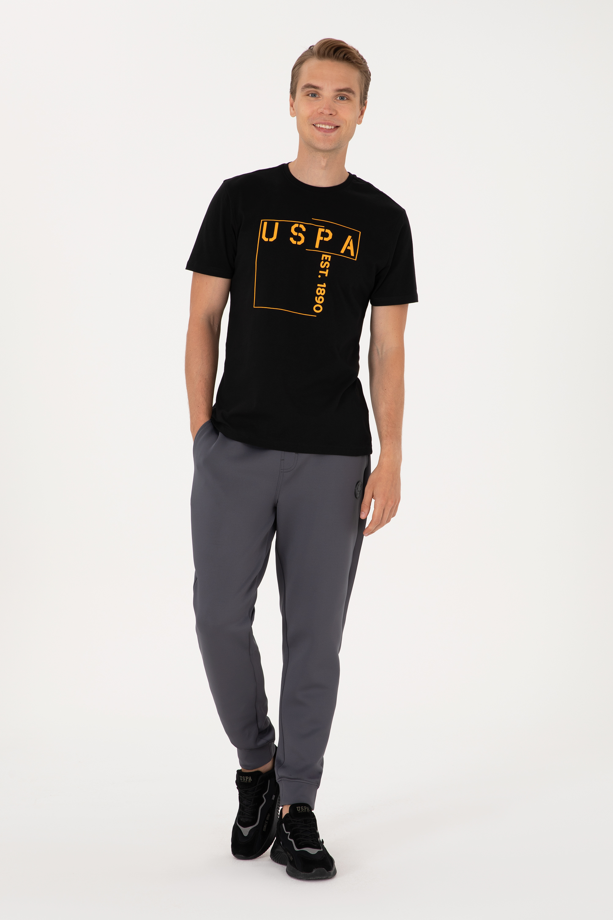 شلوار ورزشی زغالی رگولار مردانه یو اس پولو | US POLO ASSN