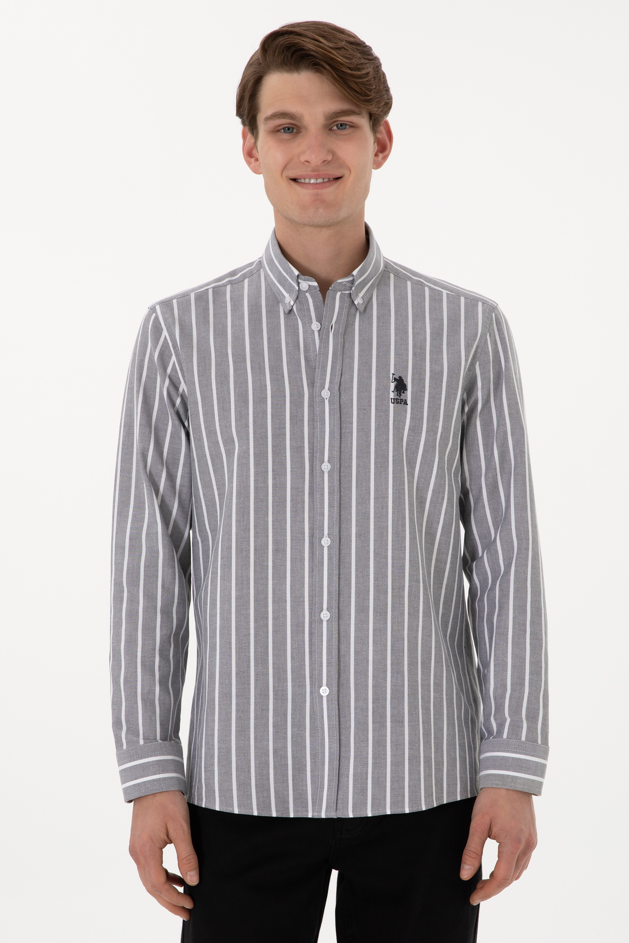 پیراهن زغالی رگولار مردانه یو اس پولو | US POLO ASSN