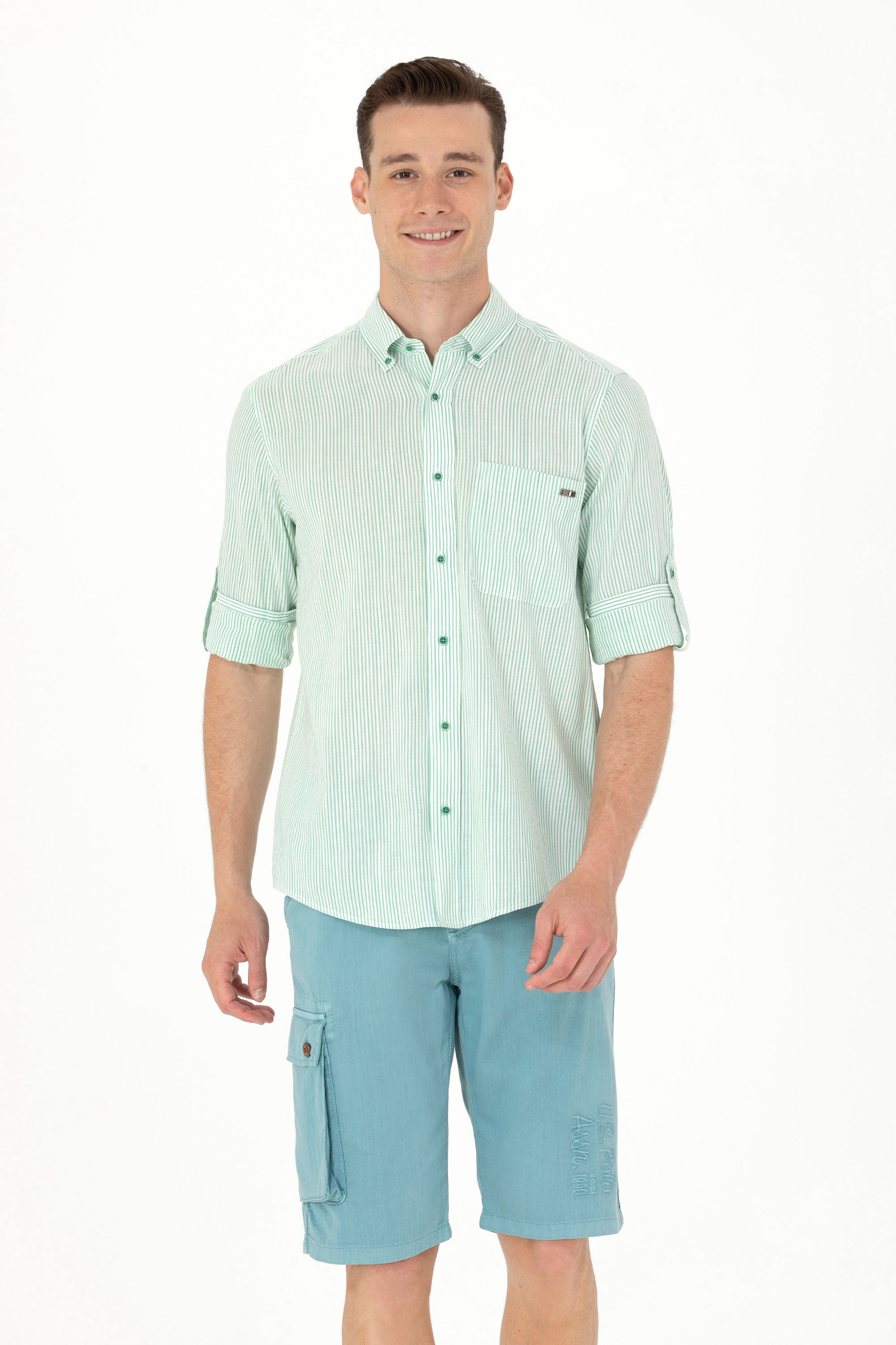 پیراهن سبز ریلکس مردانه یو اس پولو | US POLO ASSN