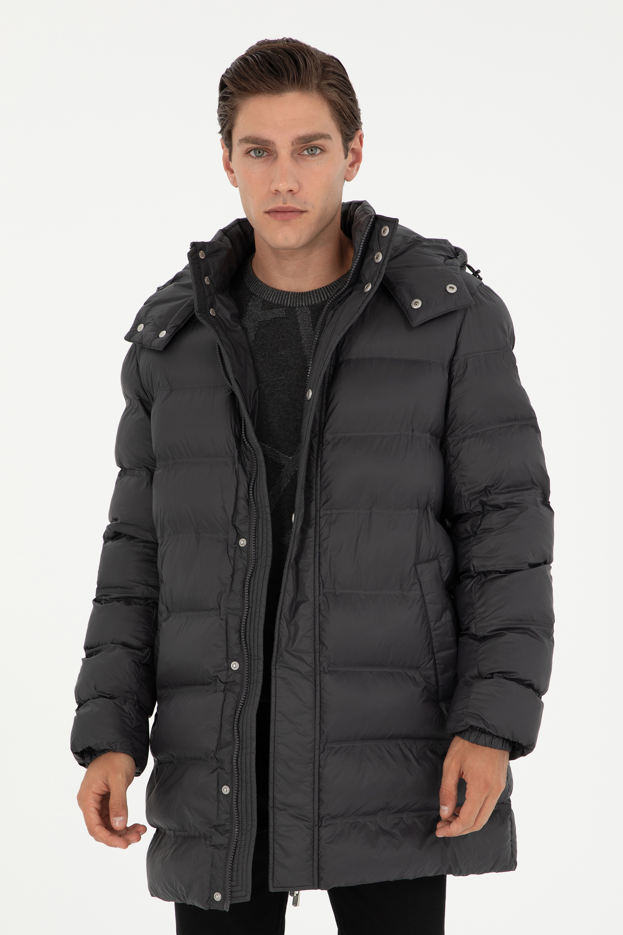 کاپشن زغالی رگولار مردانه یو اس پولو | US POLO ASSN