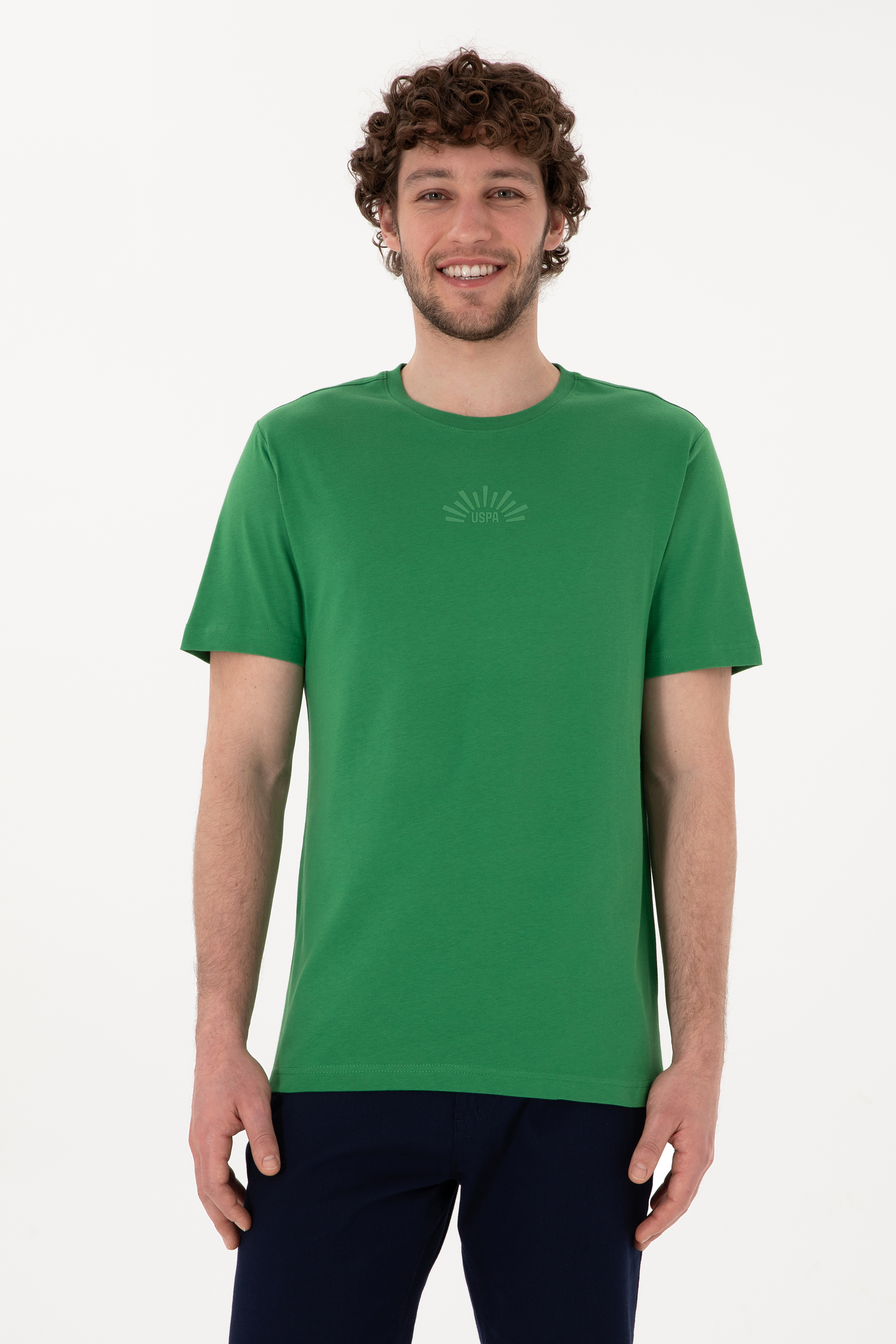 تی شرت یقه گرد سبز رگولار آستین کوتاه مردانه یو اس پولو | US POLO ASSN