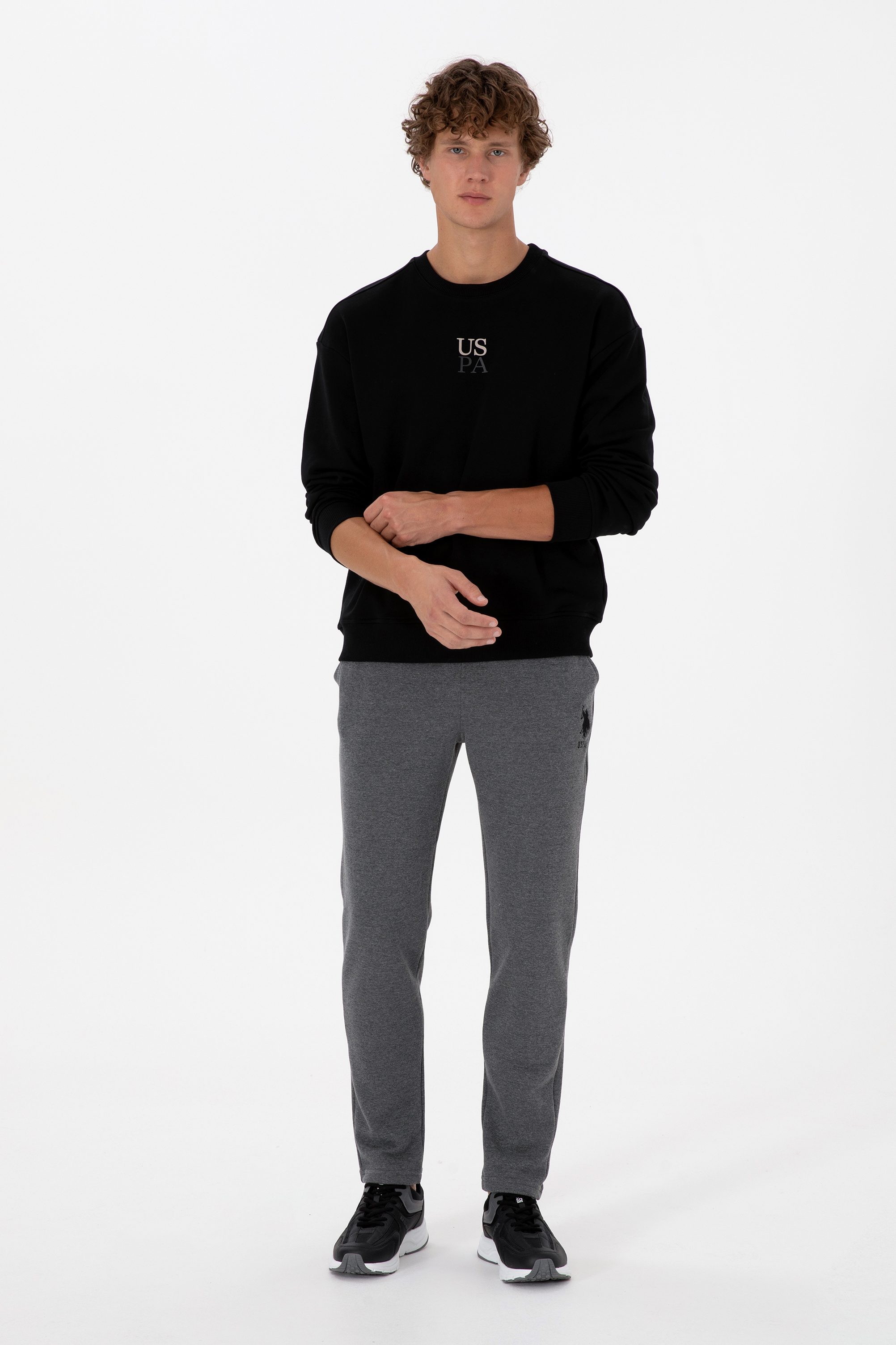 شلوار ورزشی زغالی ملانژ اندامی مردانه یو اس پولو | US POLO ASSN