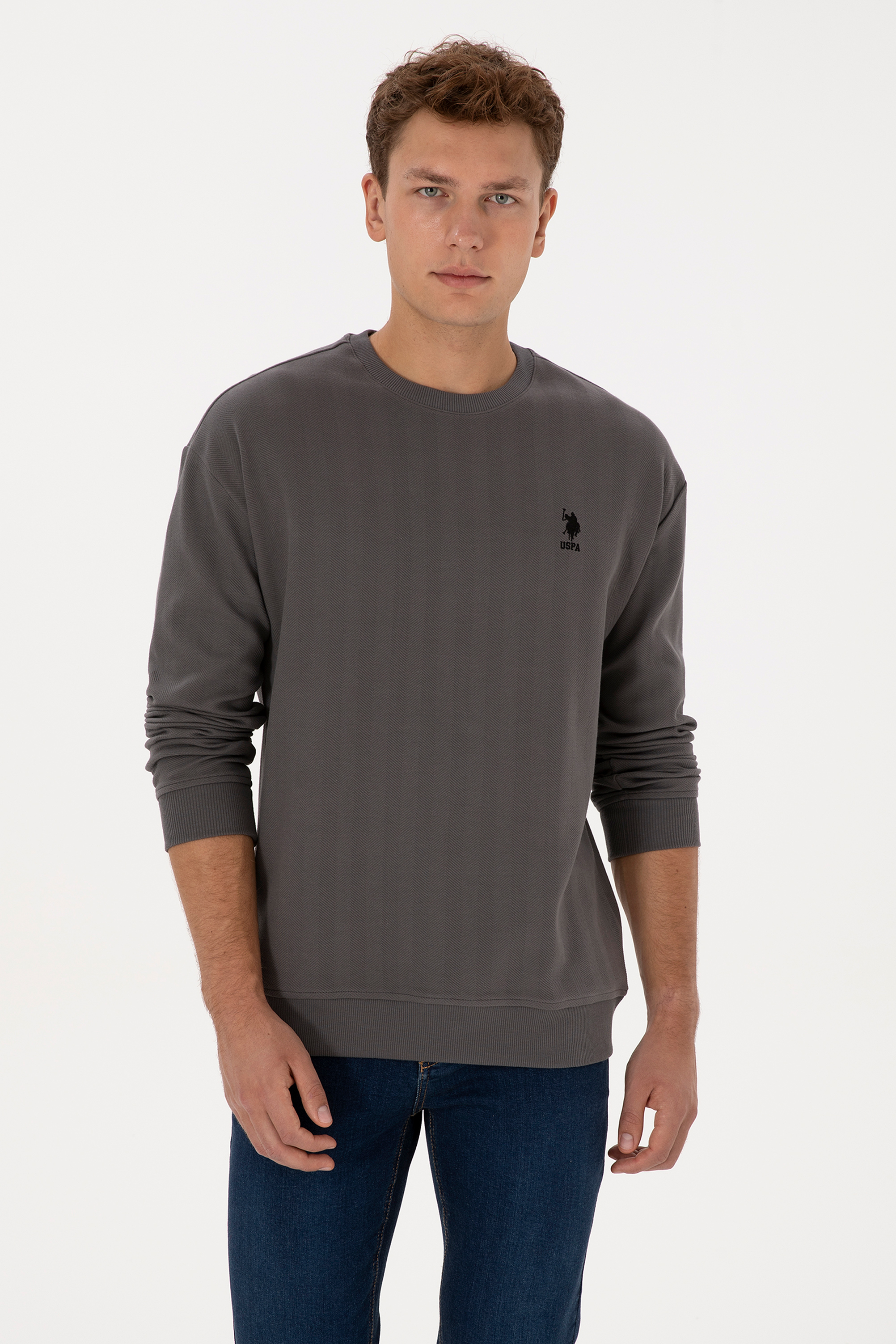 سویشرت زغالی ریلکس مردانه یو اس پولو | US POLO ASSN