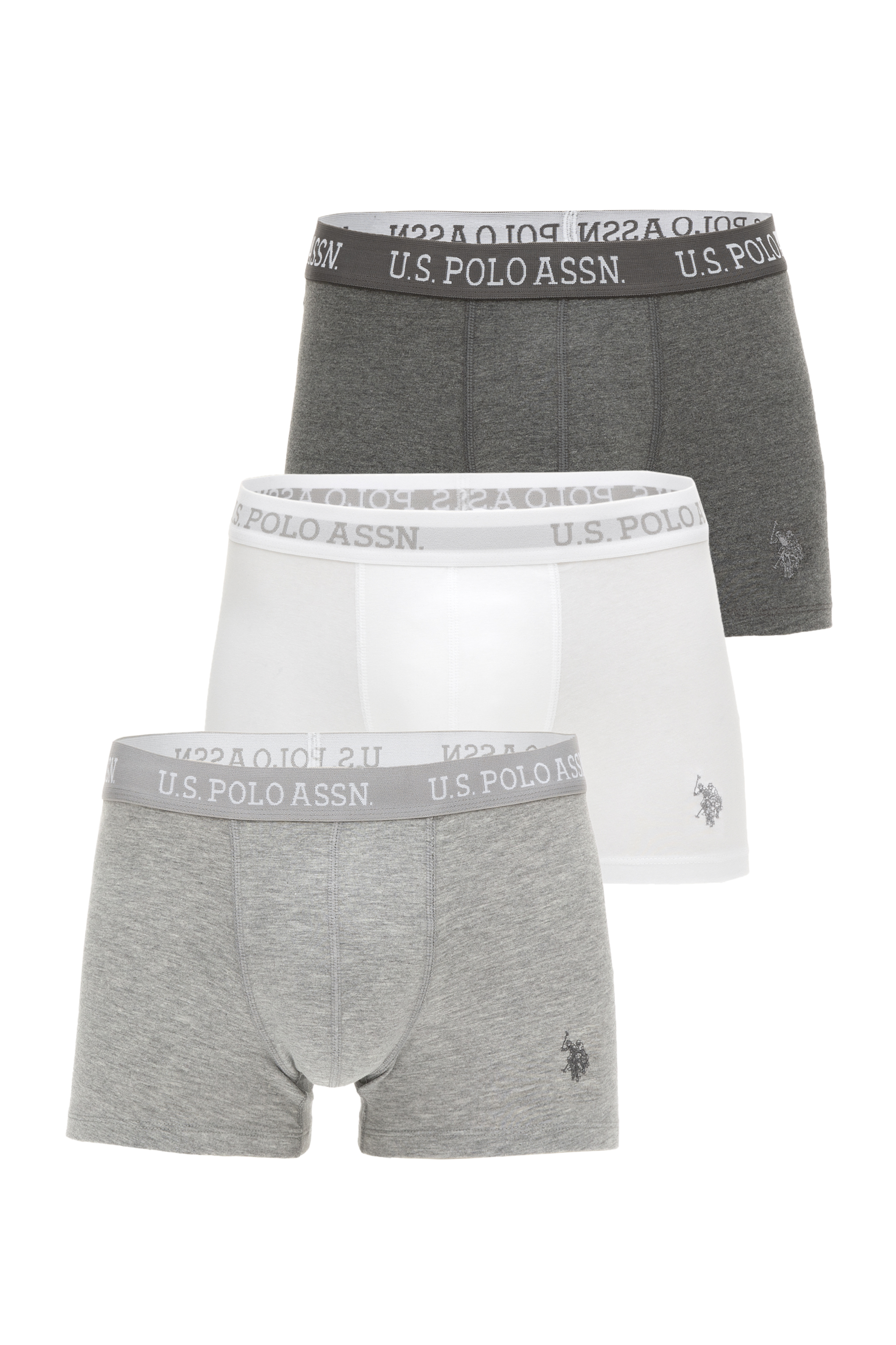 ست باکسر سه عدد زغالی ملانژ استاندارد فیت مردانه یو اس پولو | US POLO ASSN
