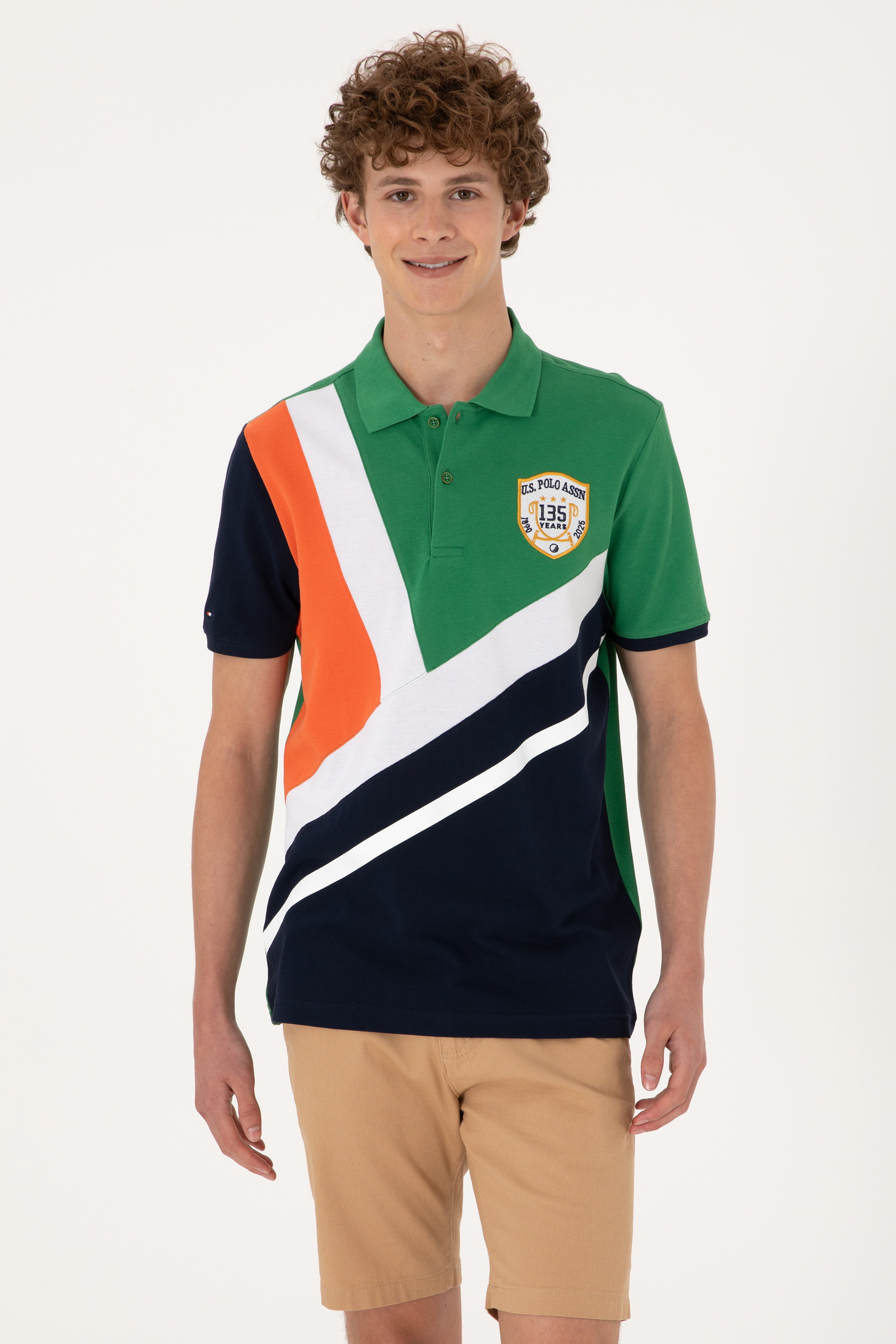 تی شرت یقه پولو سبز رگولار مردانه یو اس پولو | US POLO ASSN