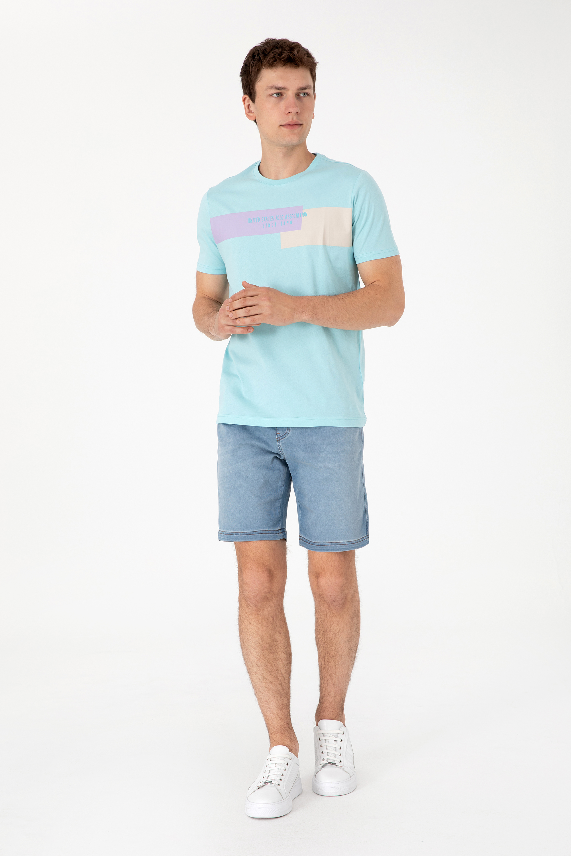 شلوارک جین سبز ریلکس مردانه یو اس پولو | US POLO ASSN