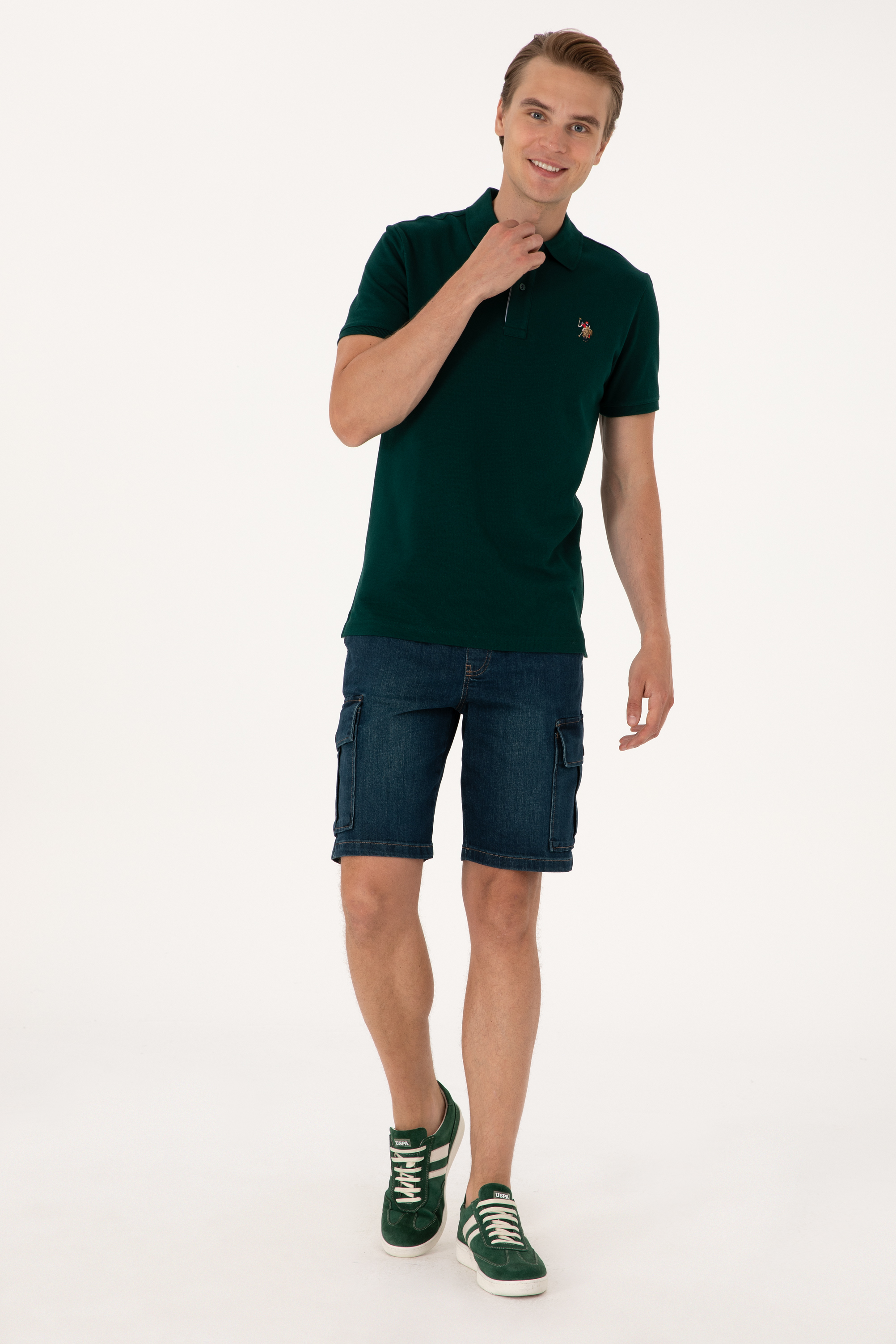 شلوارک جین سبز ریلکس مردانه یو اس پولو | US POLO ASSN