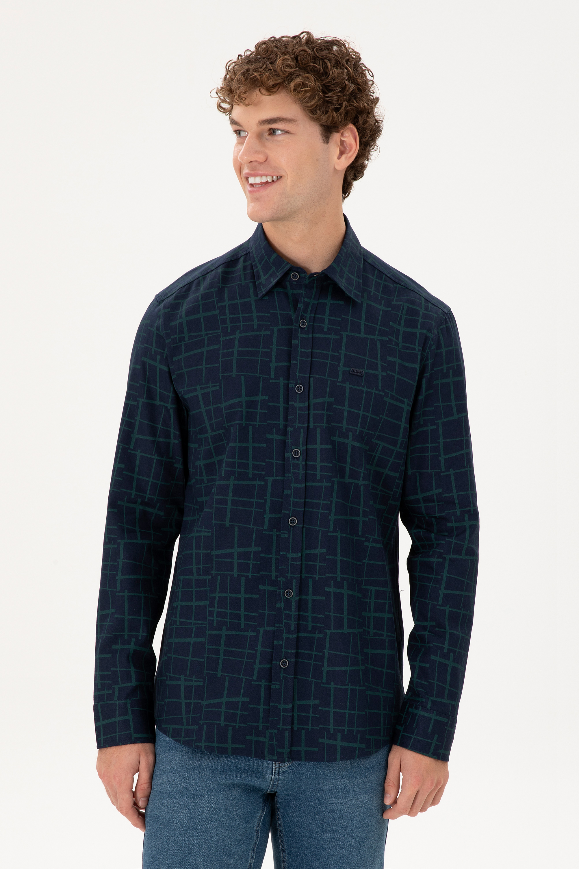 پیراهن سبز تیره رگولار مردانه یو اس پولو | US POLO ASSN