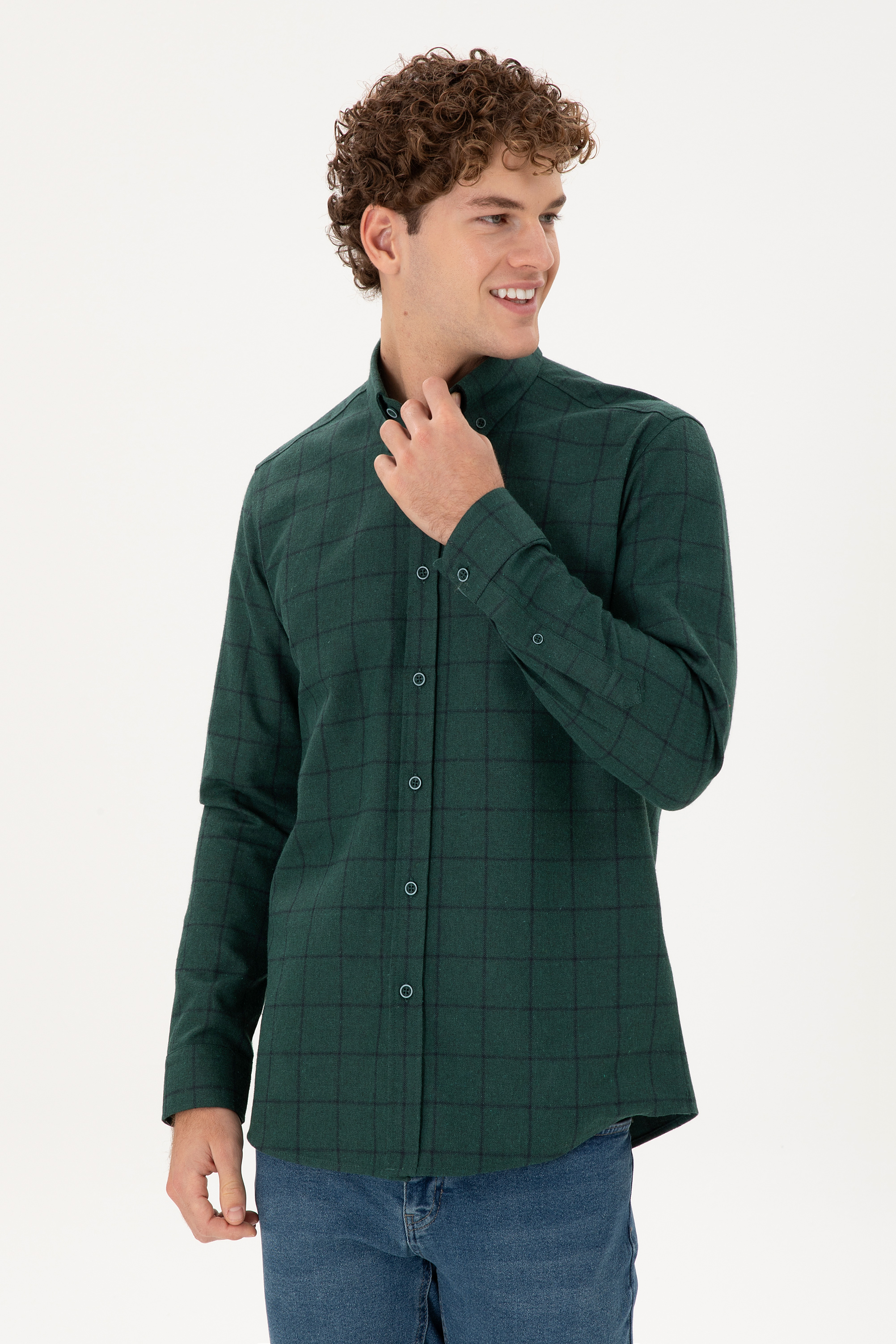 پیراهن سبز تیره رگولار مردانه یو اس پولو | US POLO ASSN