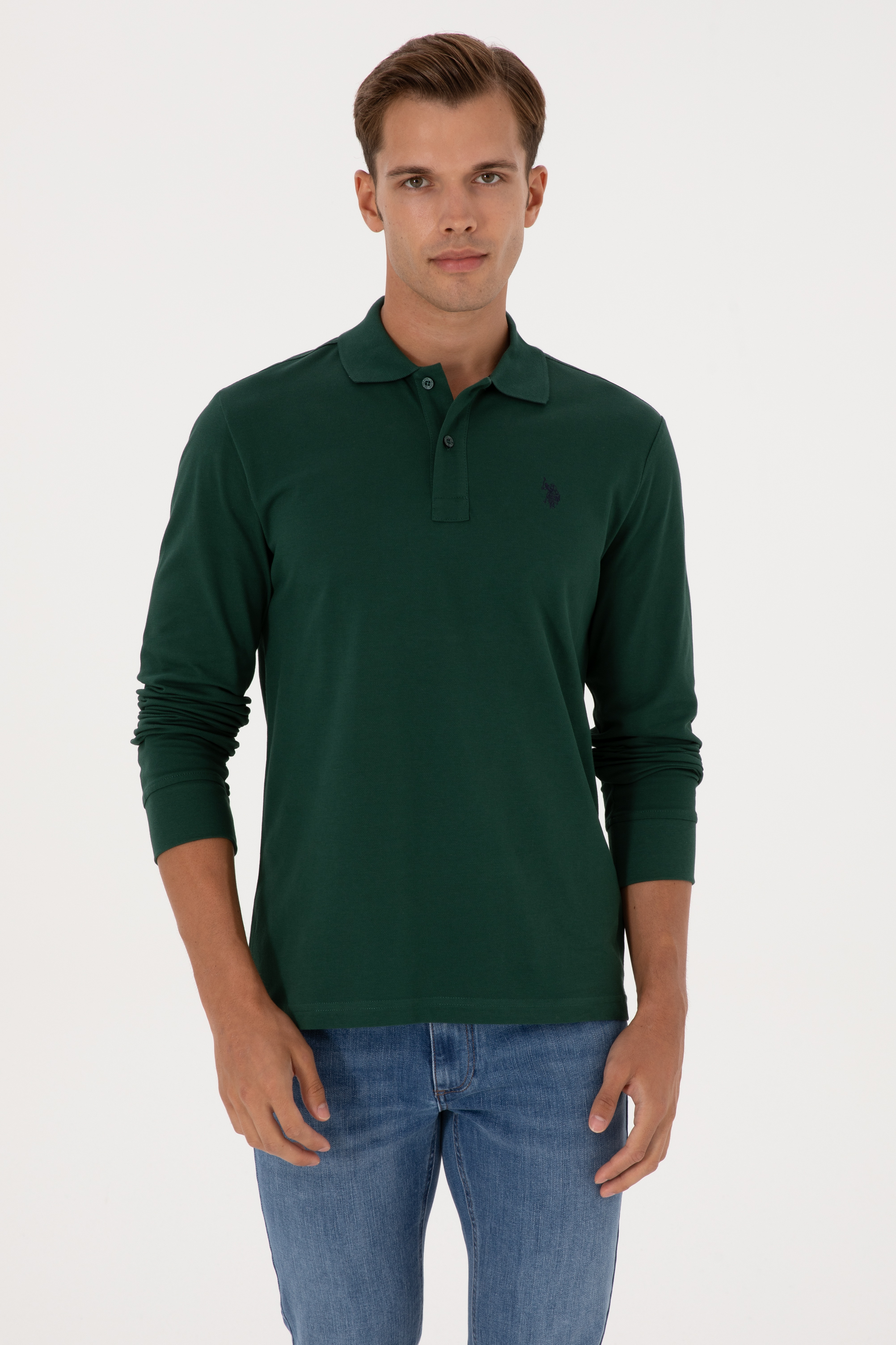 سویشرت بیسیک سبز تیره رگولار مردانه یو اس پولو | US POLO ASSN