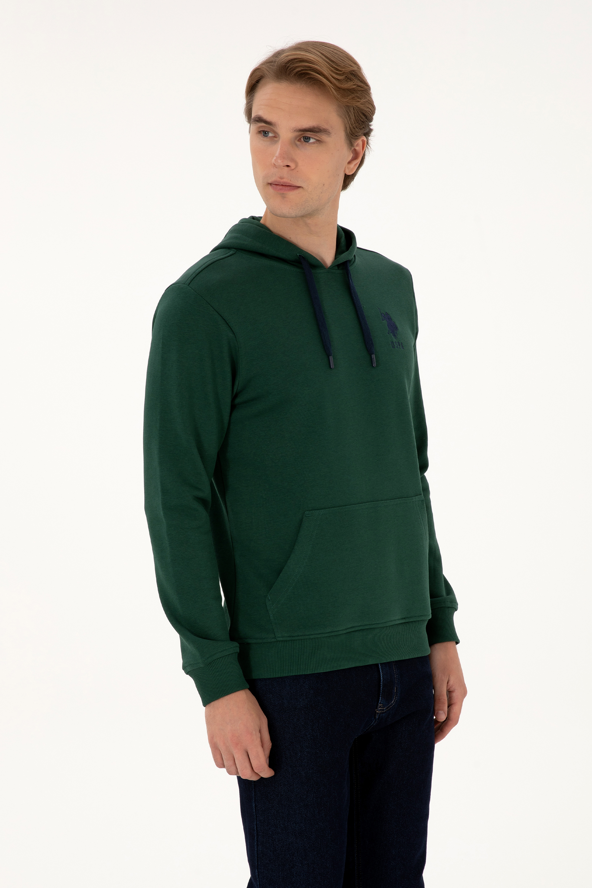 سویشرت بیسیک سبز تیره رگولار مردانه یو اس پولو | US POLO ASSN