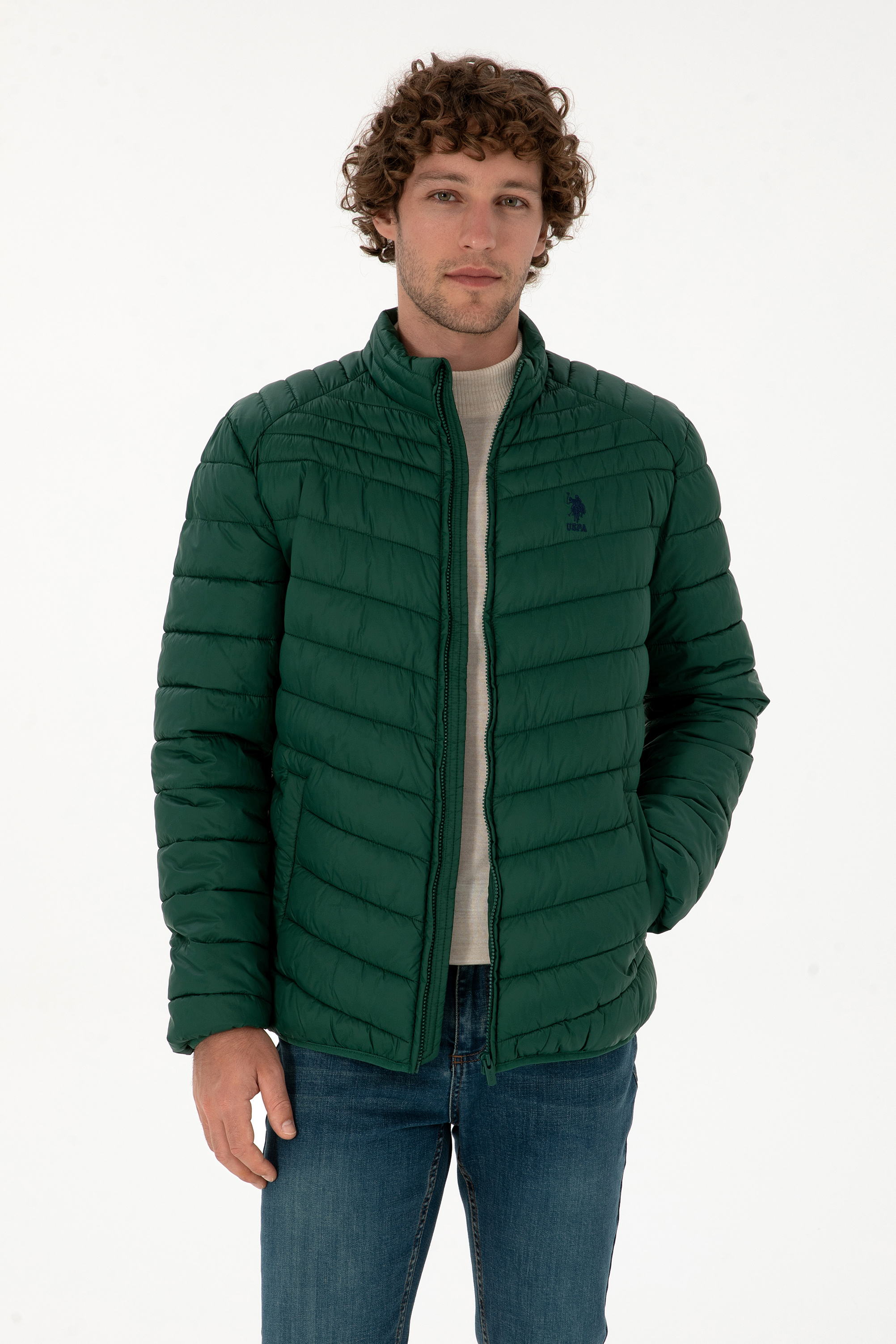 کاپشن سبز تیره بیسیک مردانه یو اس پولو | US POLO ASSN