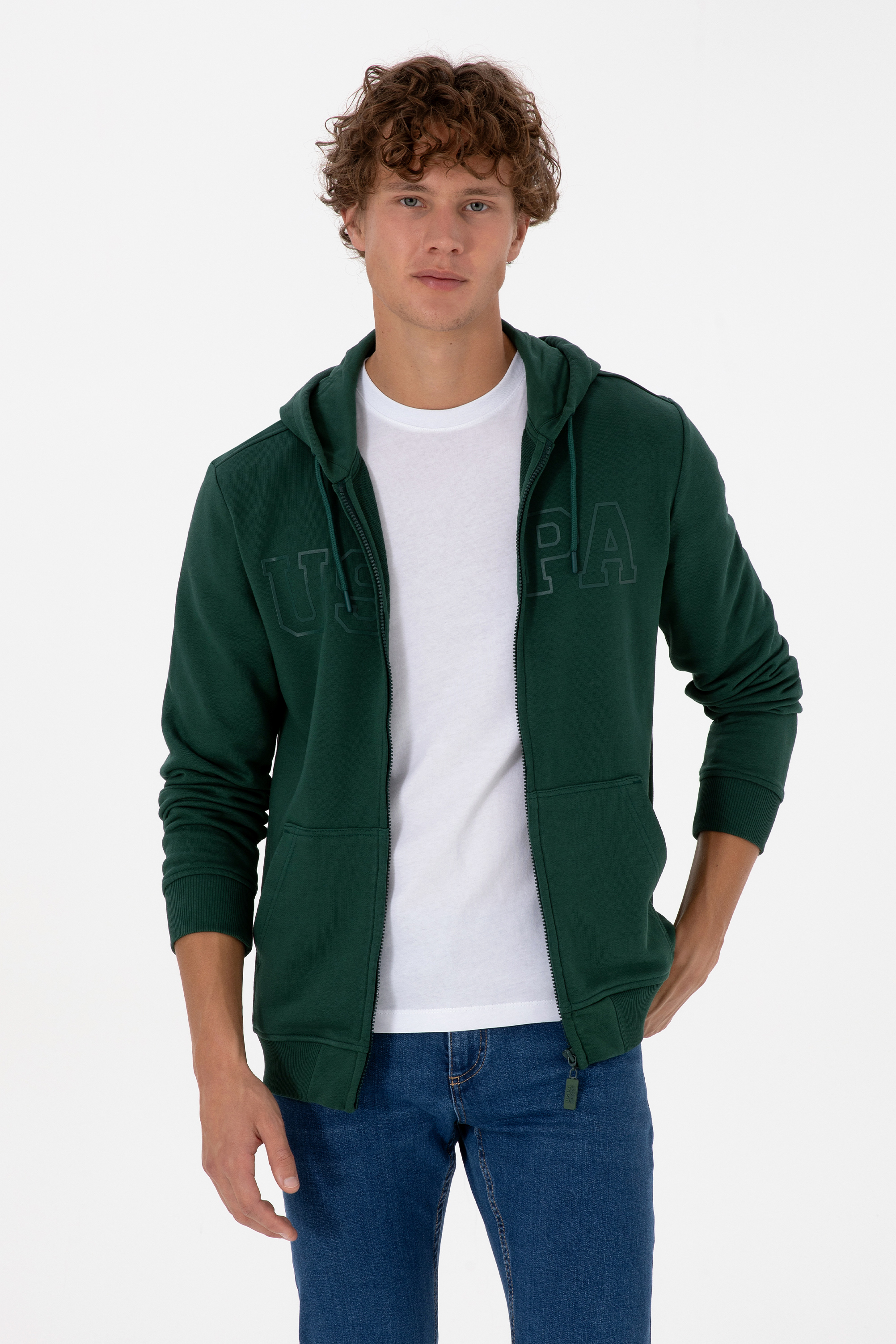 ژاکت سبز تیره رگولار مردانه یو اس پولو | US POLO ASSN