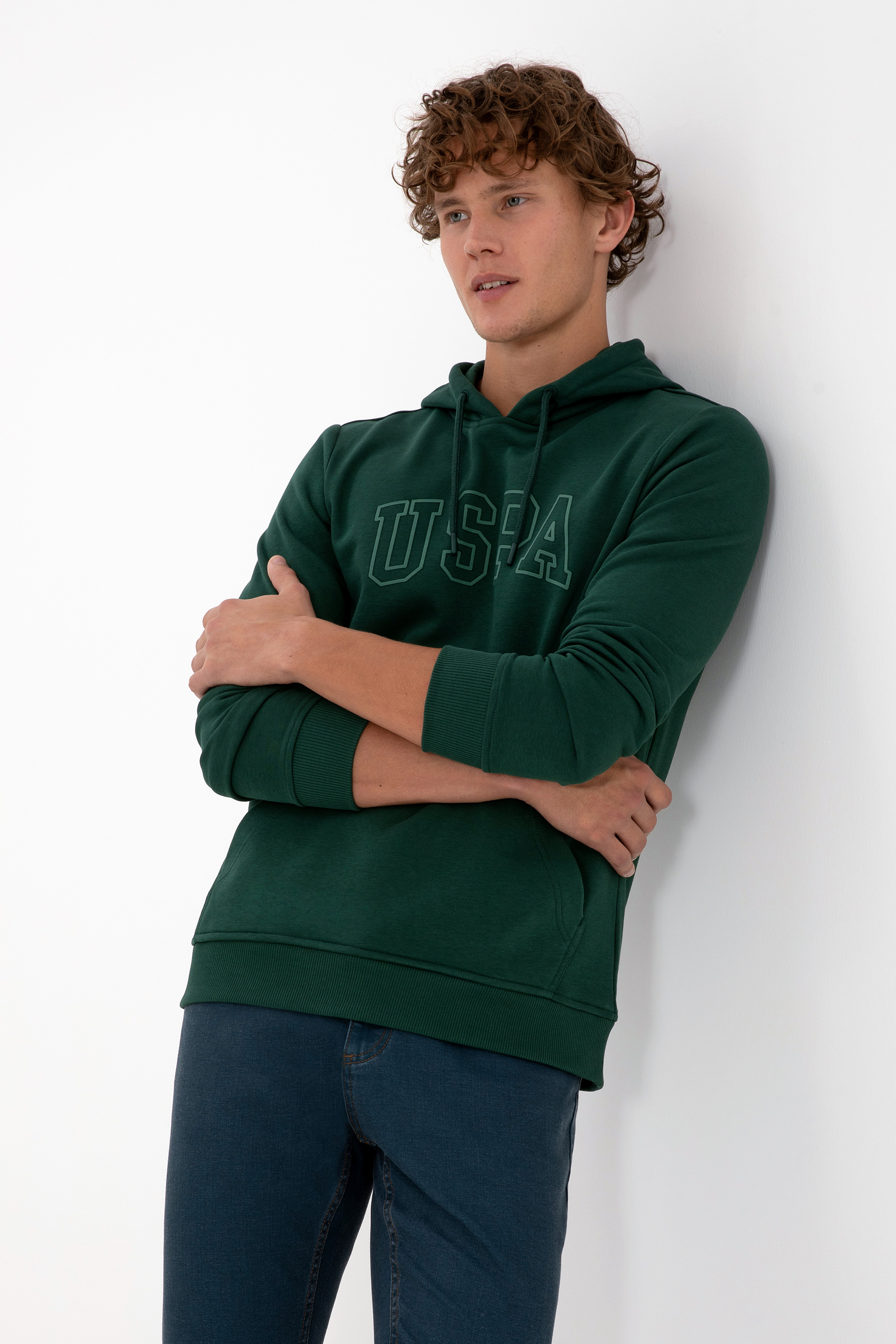 سویشرت بیسیک سبز تیره رگولار مردانه یو اس پولو | US POLO ASSN